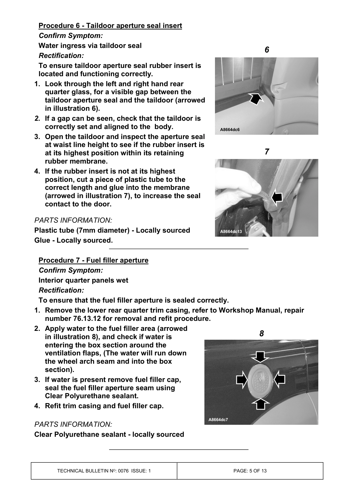 Water Ingress Into Vehicle – bulletin page 5