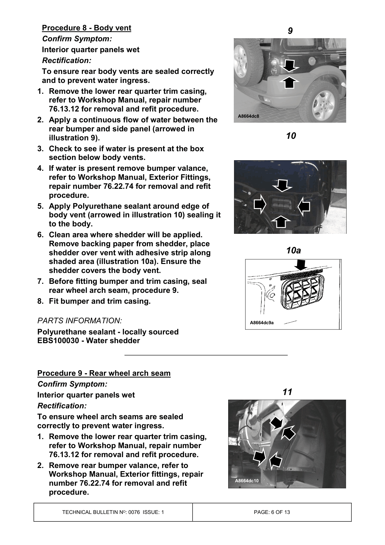 Water Ingress Into Vehicle – bulletin page 6