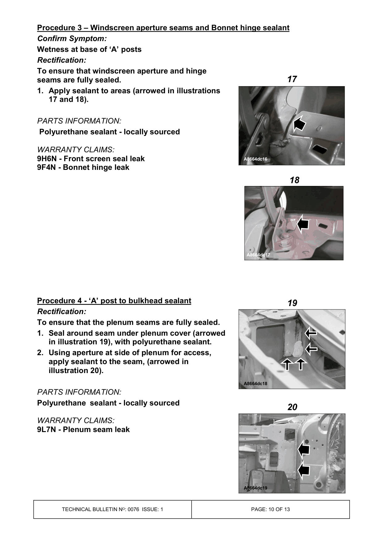 Water Ingress Into Vehicle – bulletin page 10