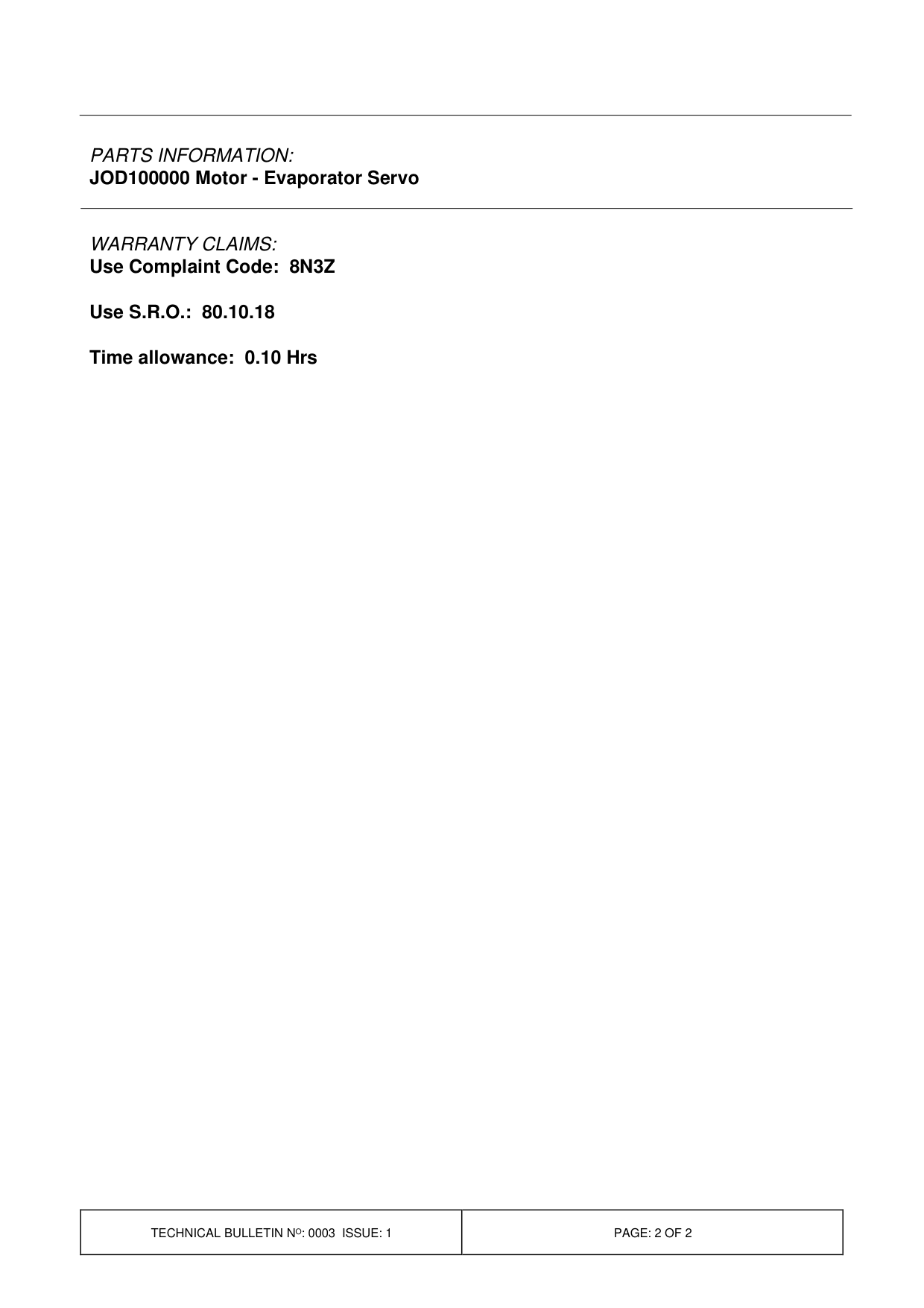 Poor Demisting Performance – bulletin page 2