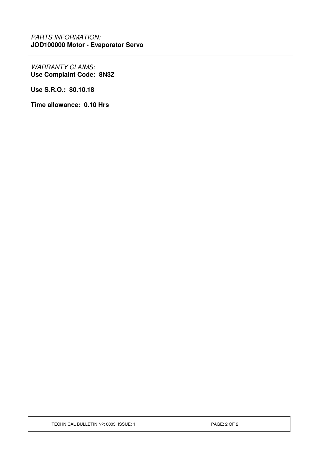 Poor Demisting Performance – bulletin page 2