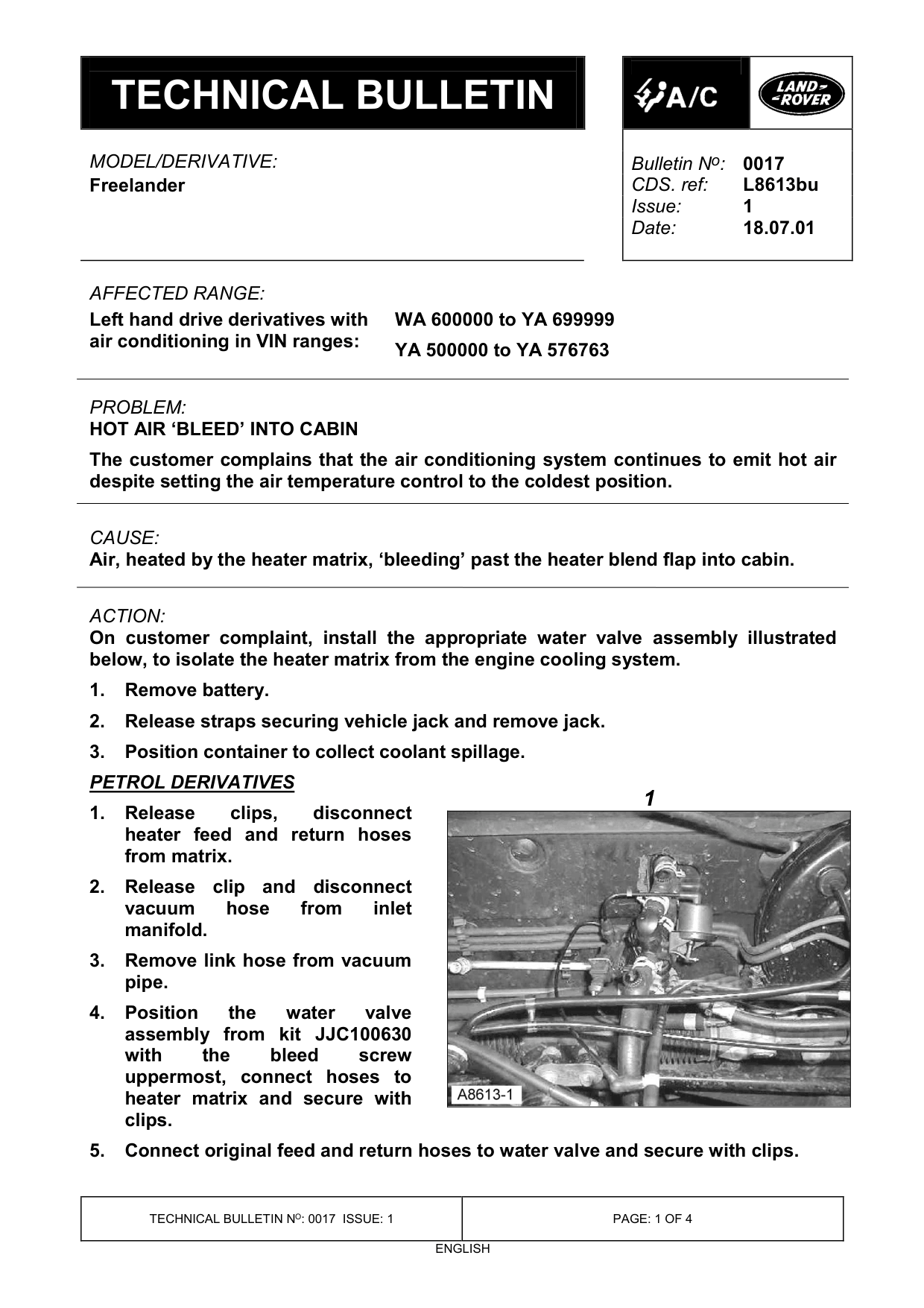 Hot Air ‘Bleed’ Into Cabin – bulletin page 1