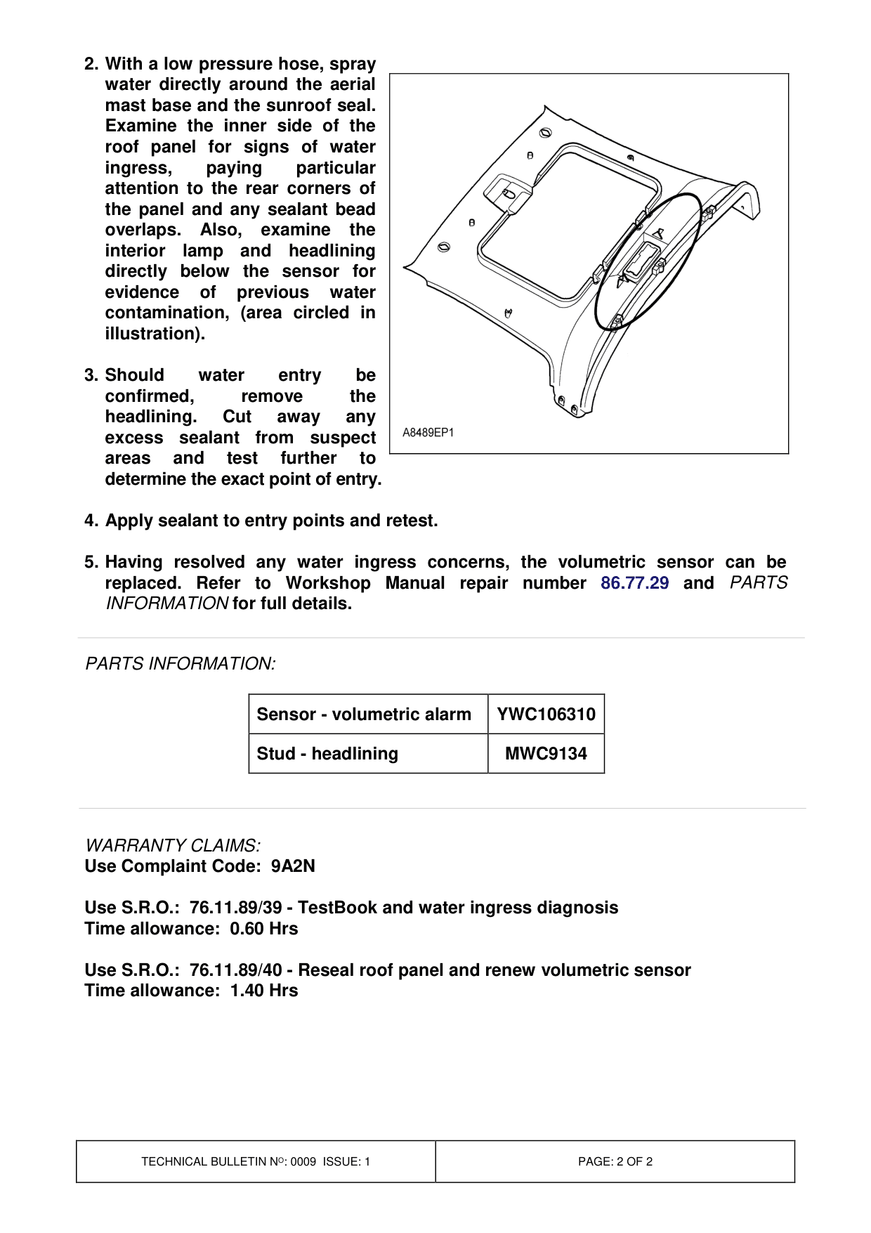 Alarm Involuntary Operation - Volumetric Sensor – bulletin page 2