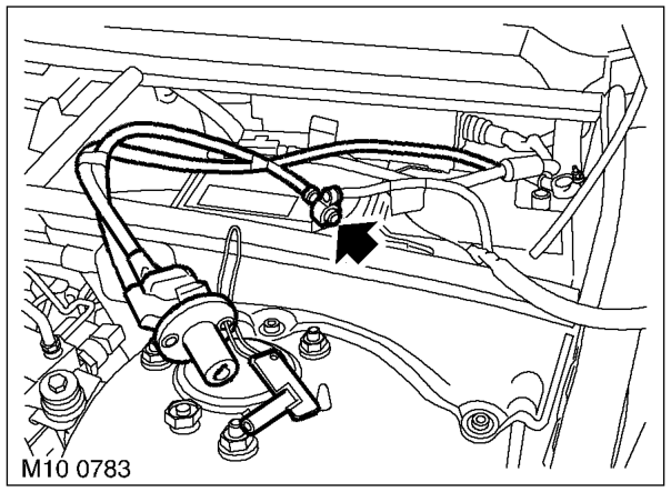 Preliminary – Loosen nut and disconnect the transportation cut off switch cable from the battery negativ