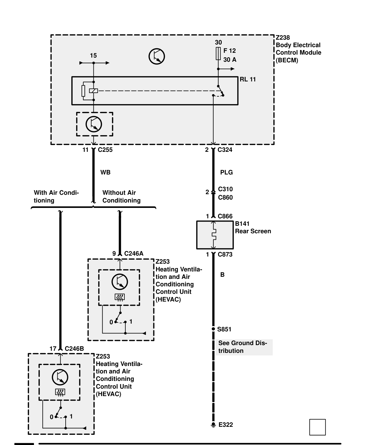 Heated Rear Screen – Circuit Diagram