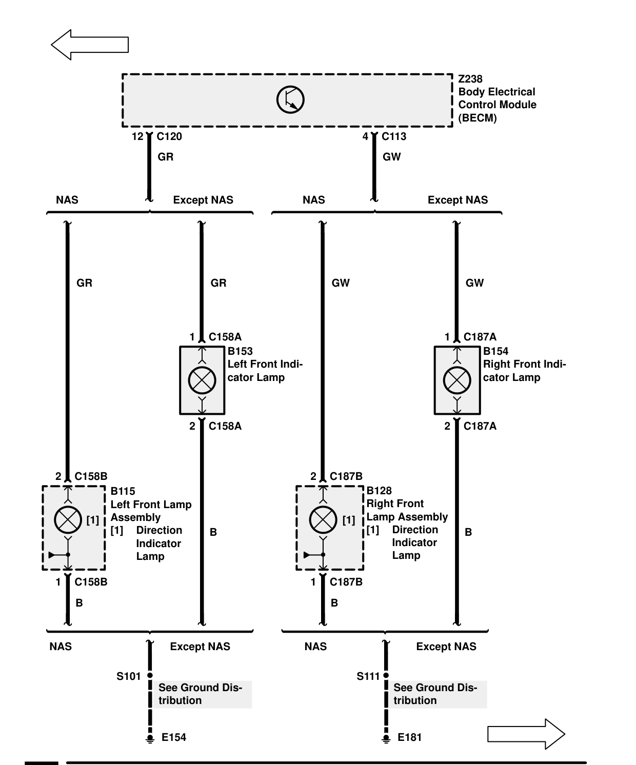 Direction Indicator Lamps – Circuit Diagram