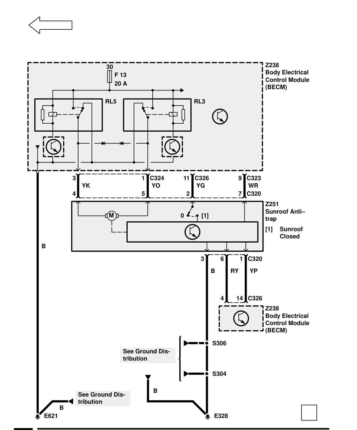 Sunroof – Circuit Diagram