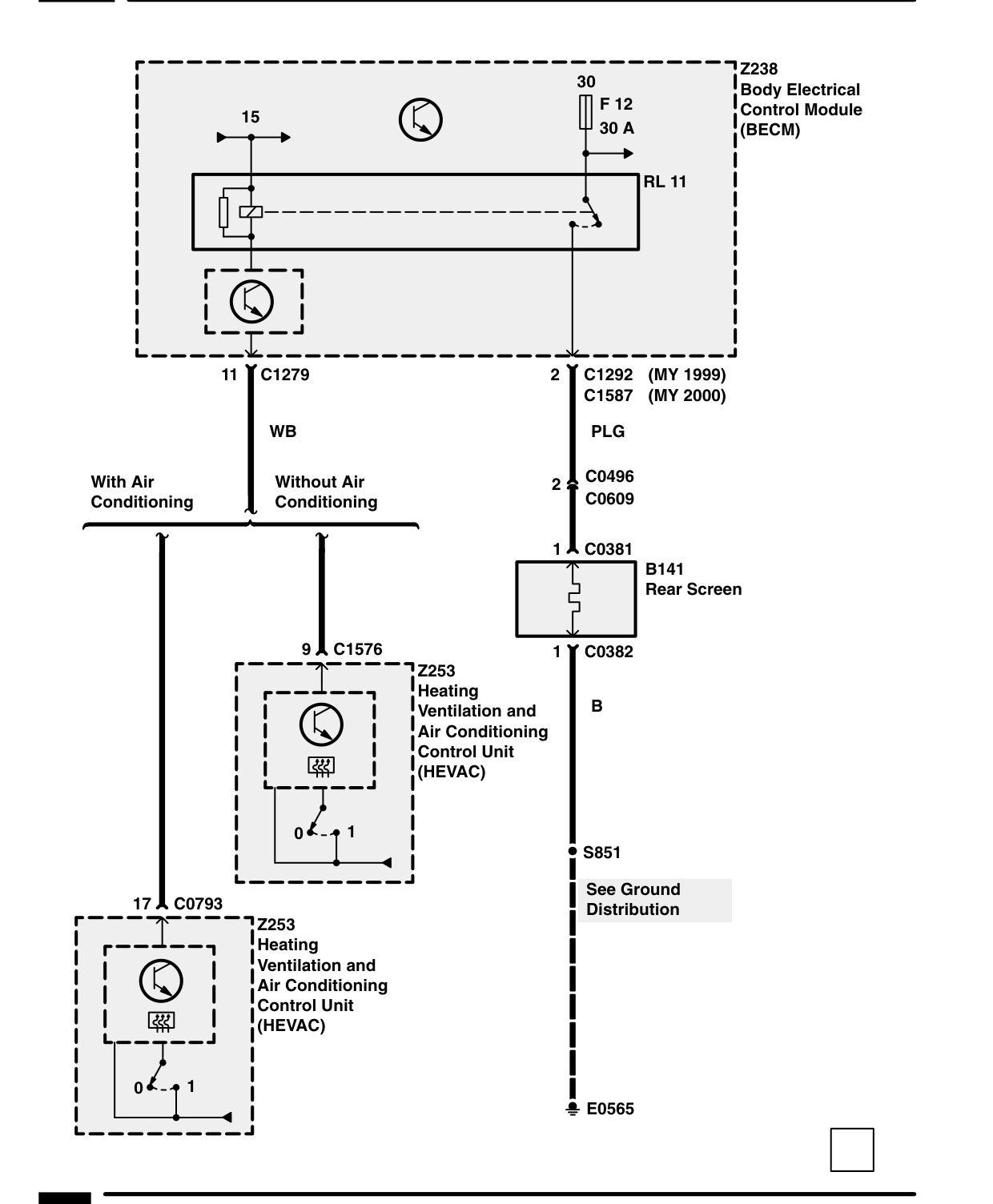Heated Rear Screen – Circuit Diagram Rev: 11/99
