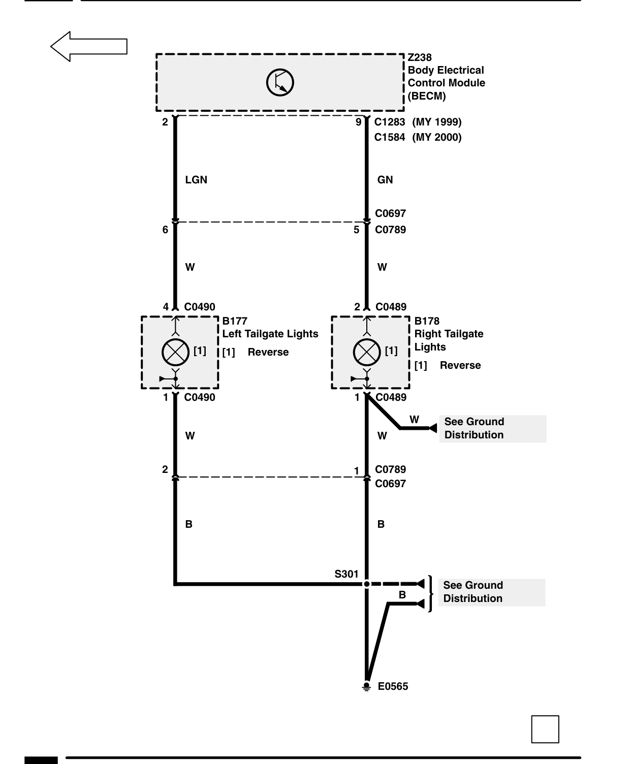 Reversing Lamps – Circuit Diagram Rev: 11/99