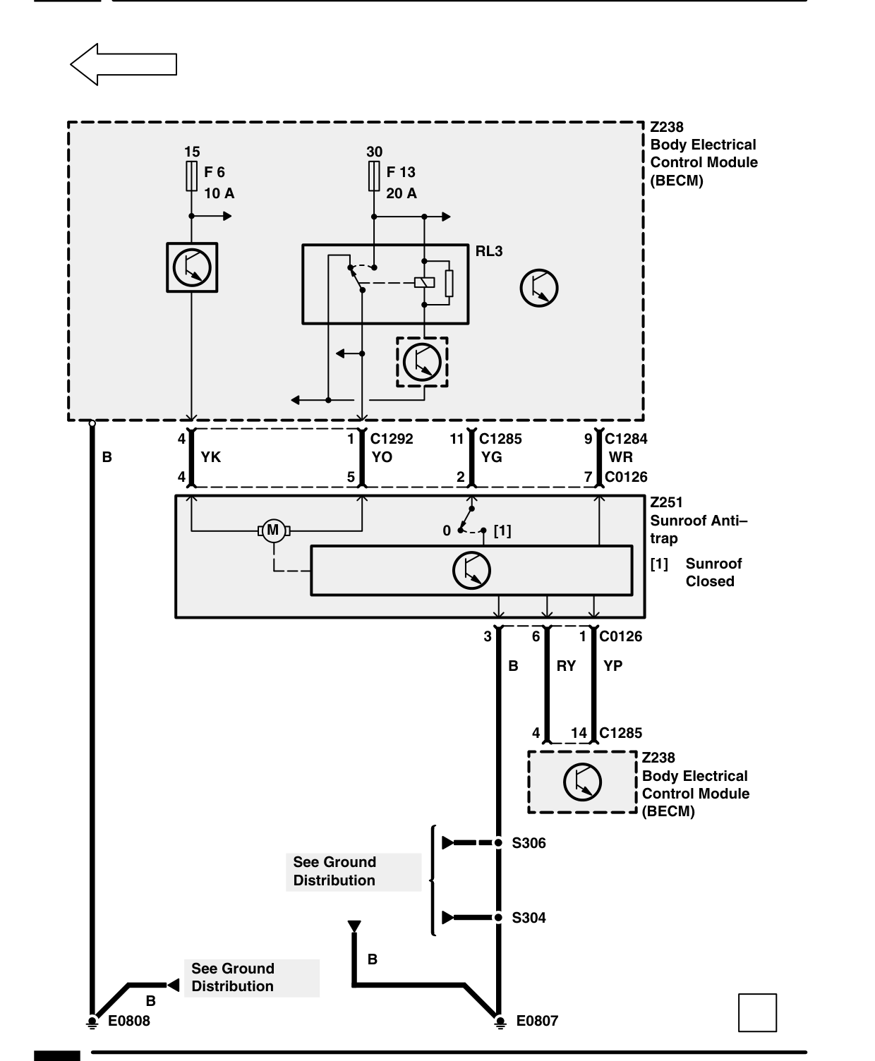 Sunroof – Circuit Diagram