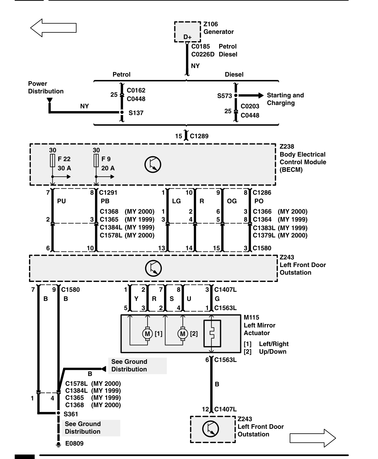 Power Mirrors – Circuit Diagram Rev: 11/99