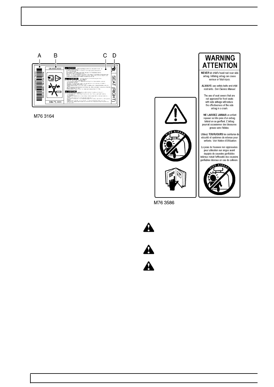 75 - SUPPLEMENTARY RESTRAINT SYSTEM > PRECAUTIONS > WARNING LABELS > Page  1066