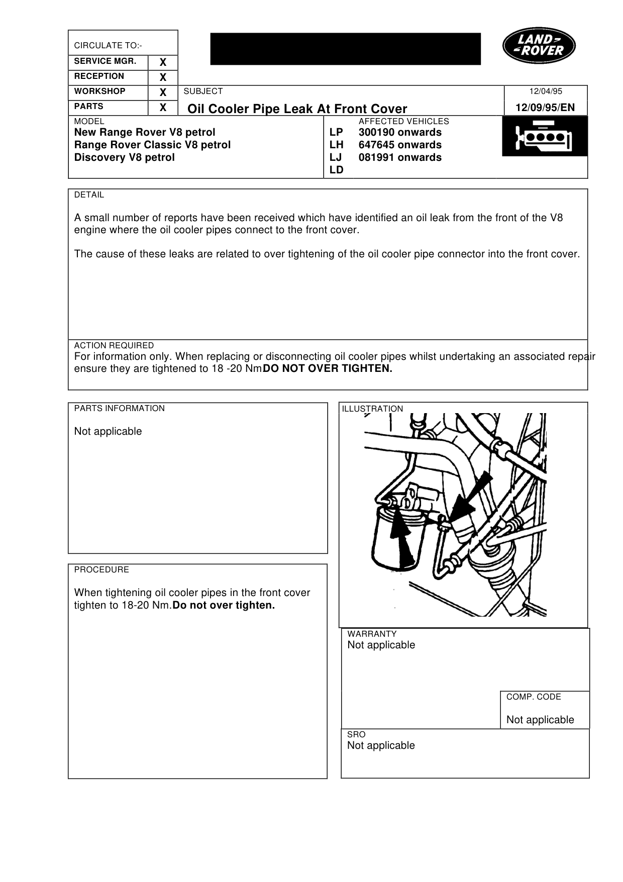 Oil Cooler Pipe Leak At Front Cover – bulletin page 1
