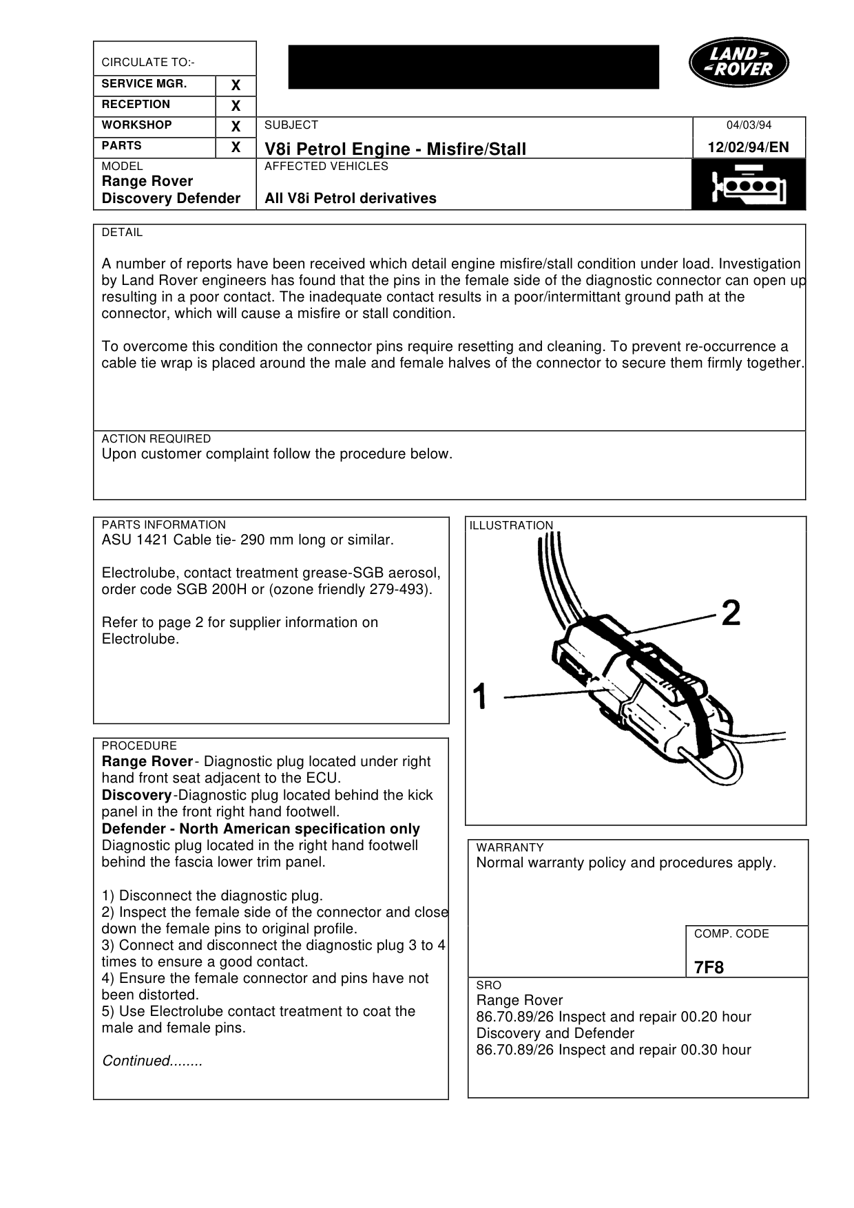 V8I Petrol Engine-Misfire – bulletin page 1