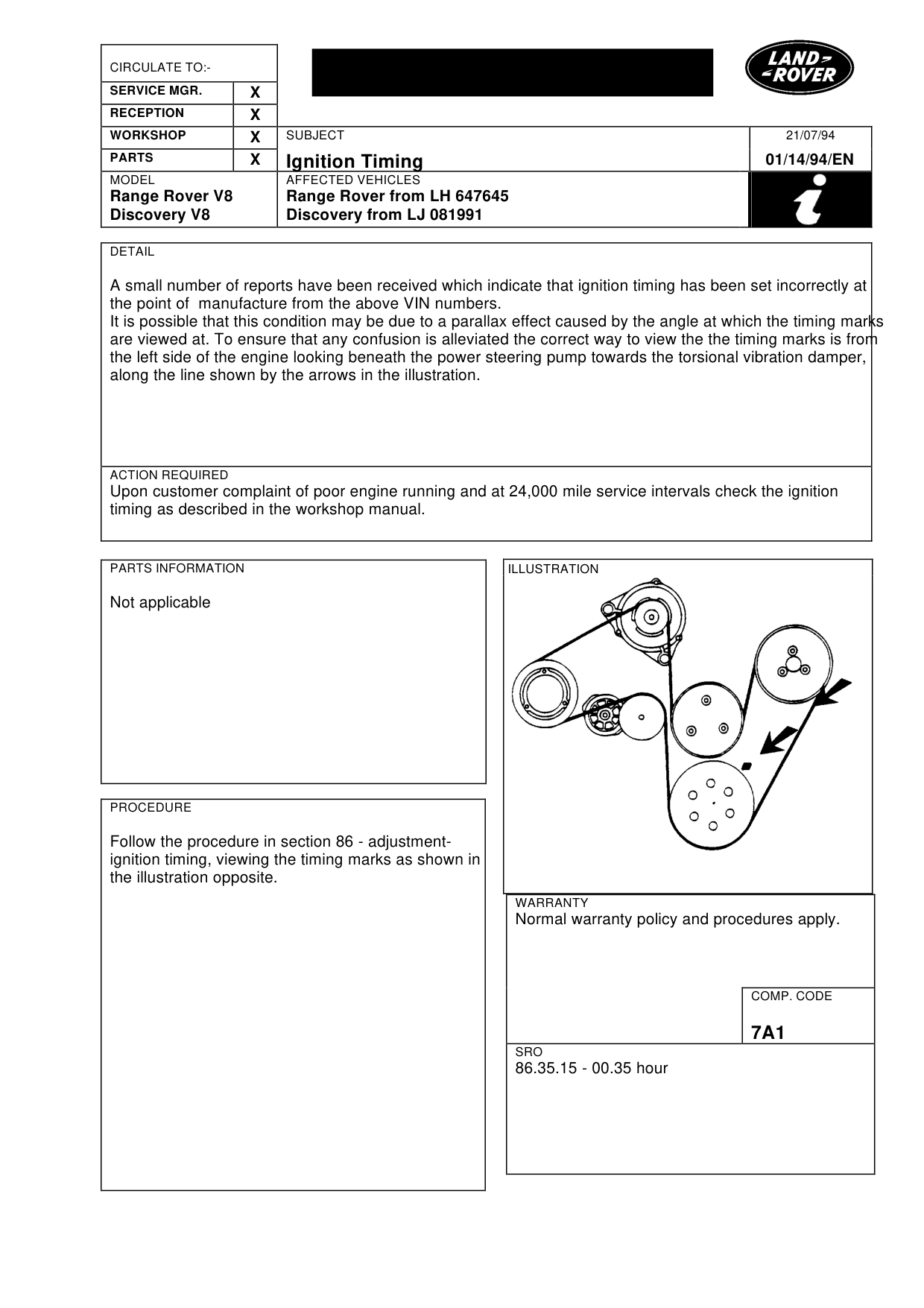 Ignition Timing V8 – bulletin page 1
