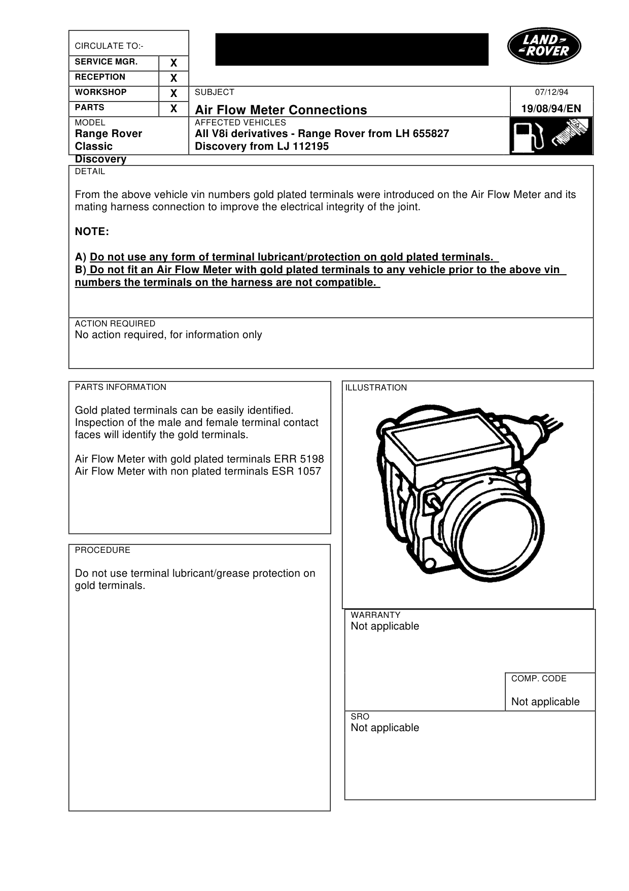 Air Flow Meter Connections – bulletin page 1