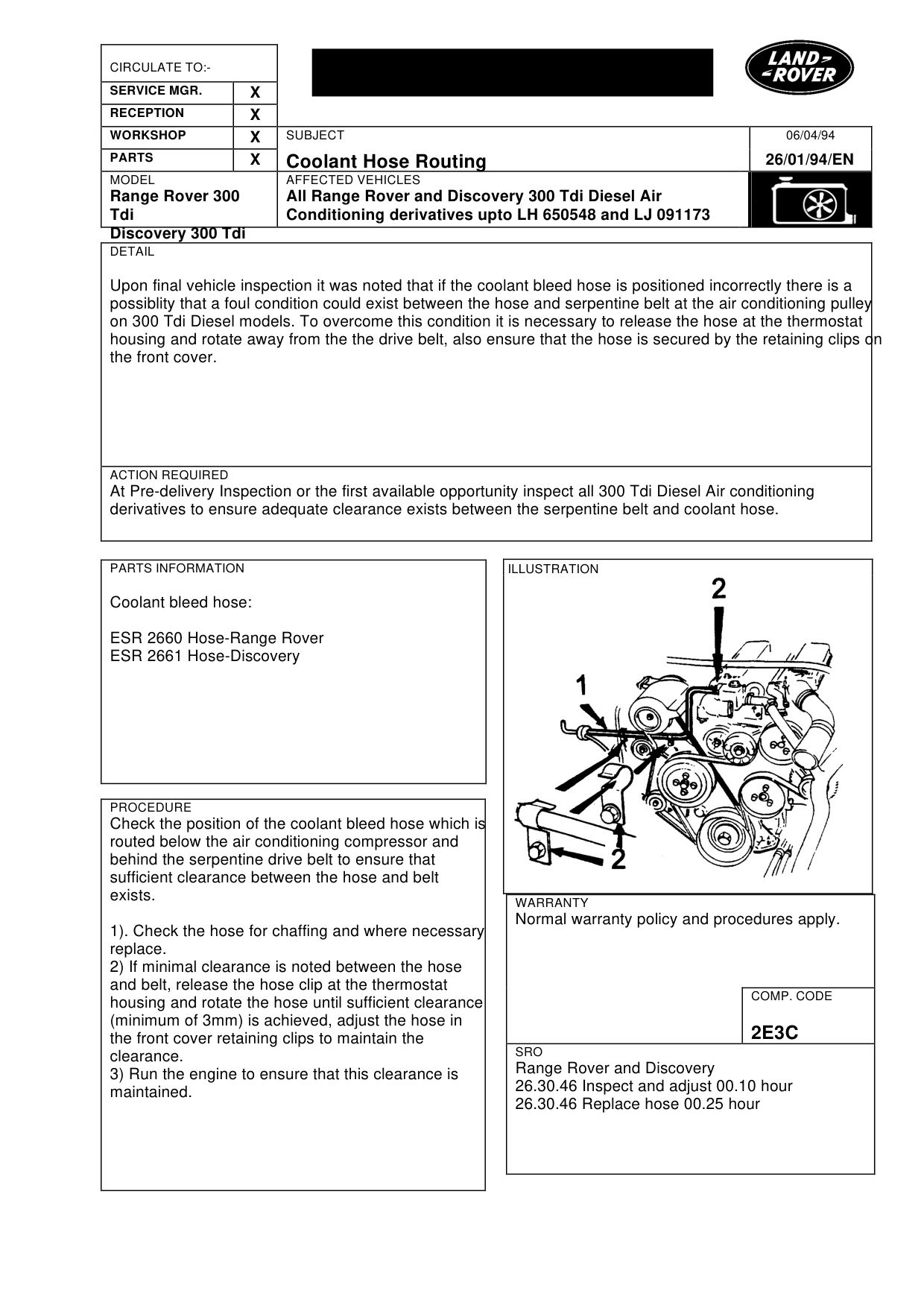 Coolant Hose Routing Tdi – bulletin page 1