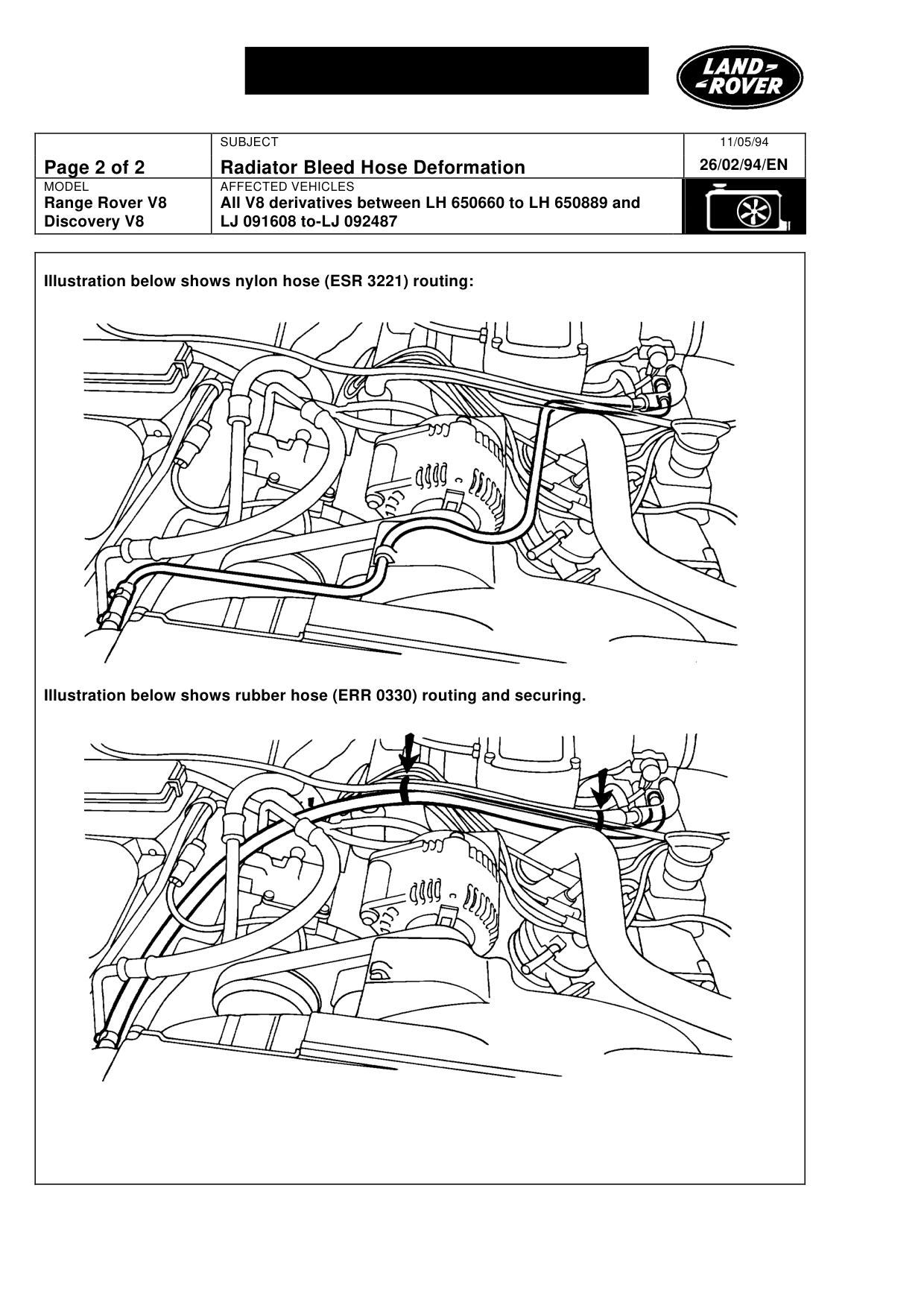 Radiator Bleed Hose Deformation – bulletin page 2