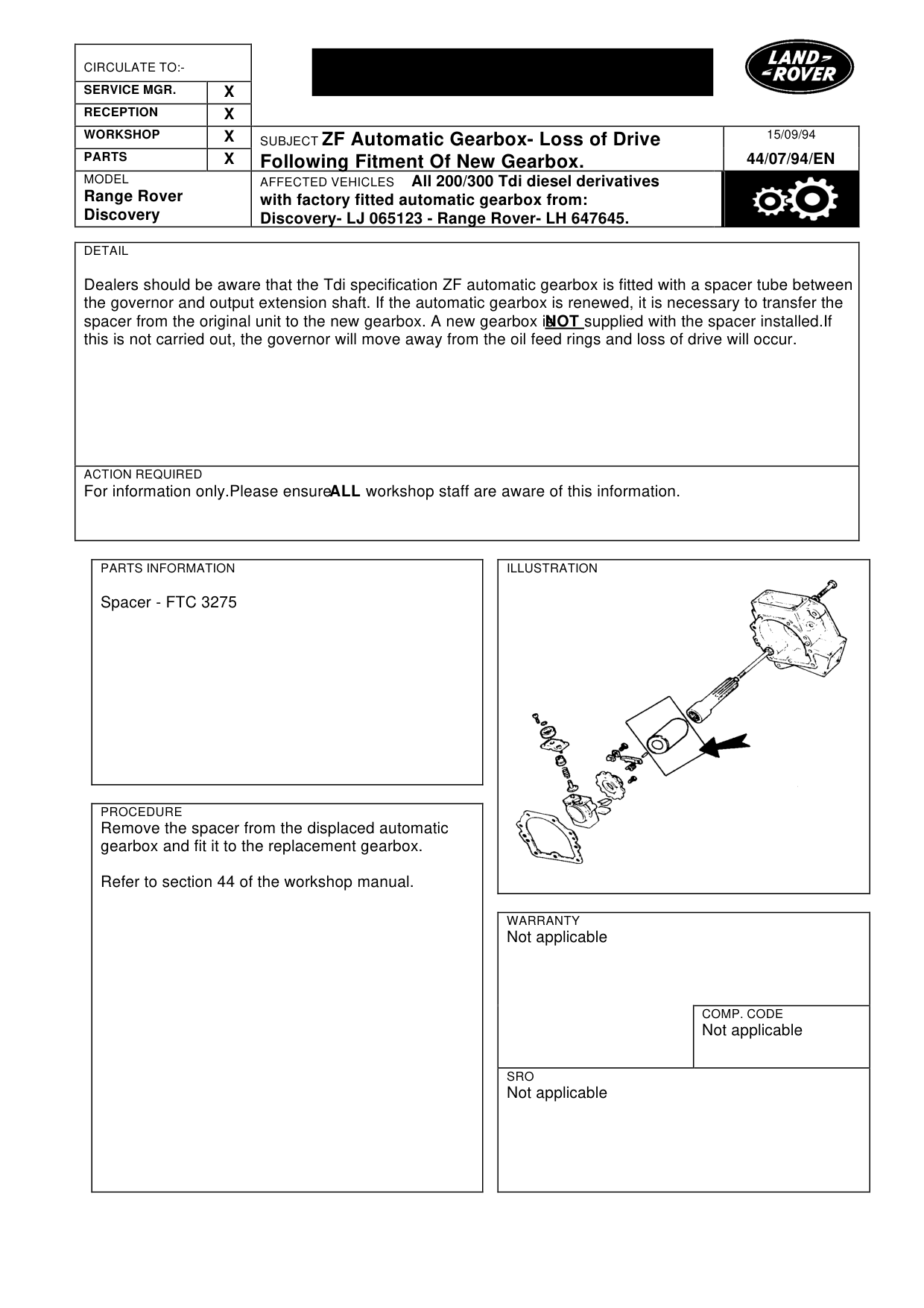 Zf Automatic Gearbox-Loss Of Drive – bulletin page 1