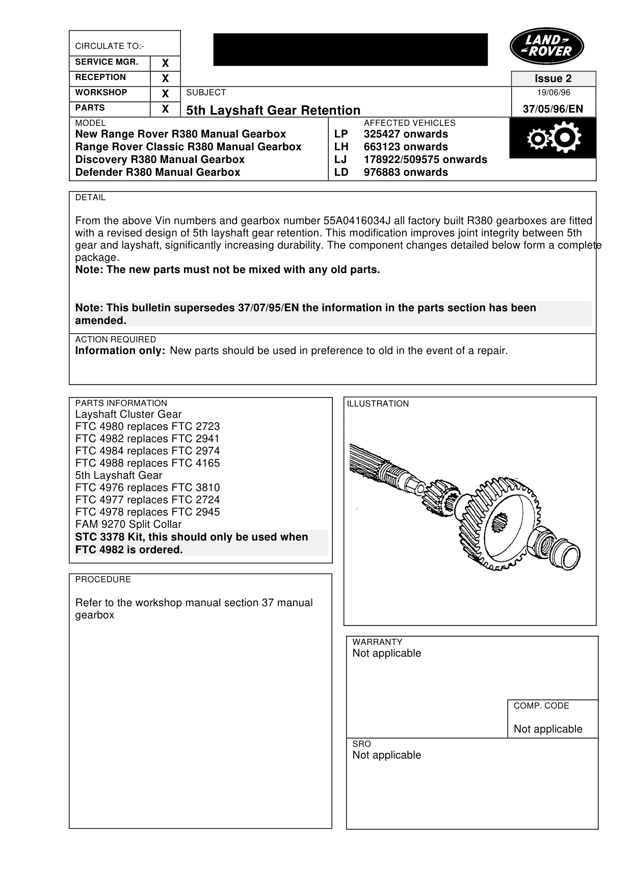 5Th Layshaft Gear Retention – bulletin page 1
