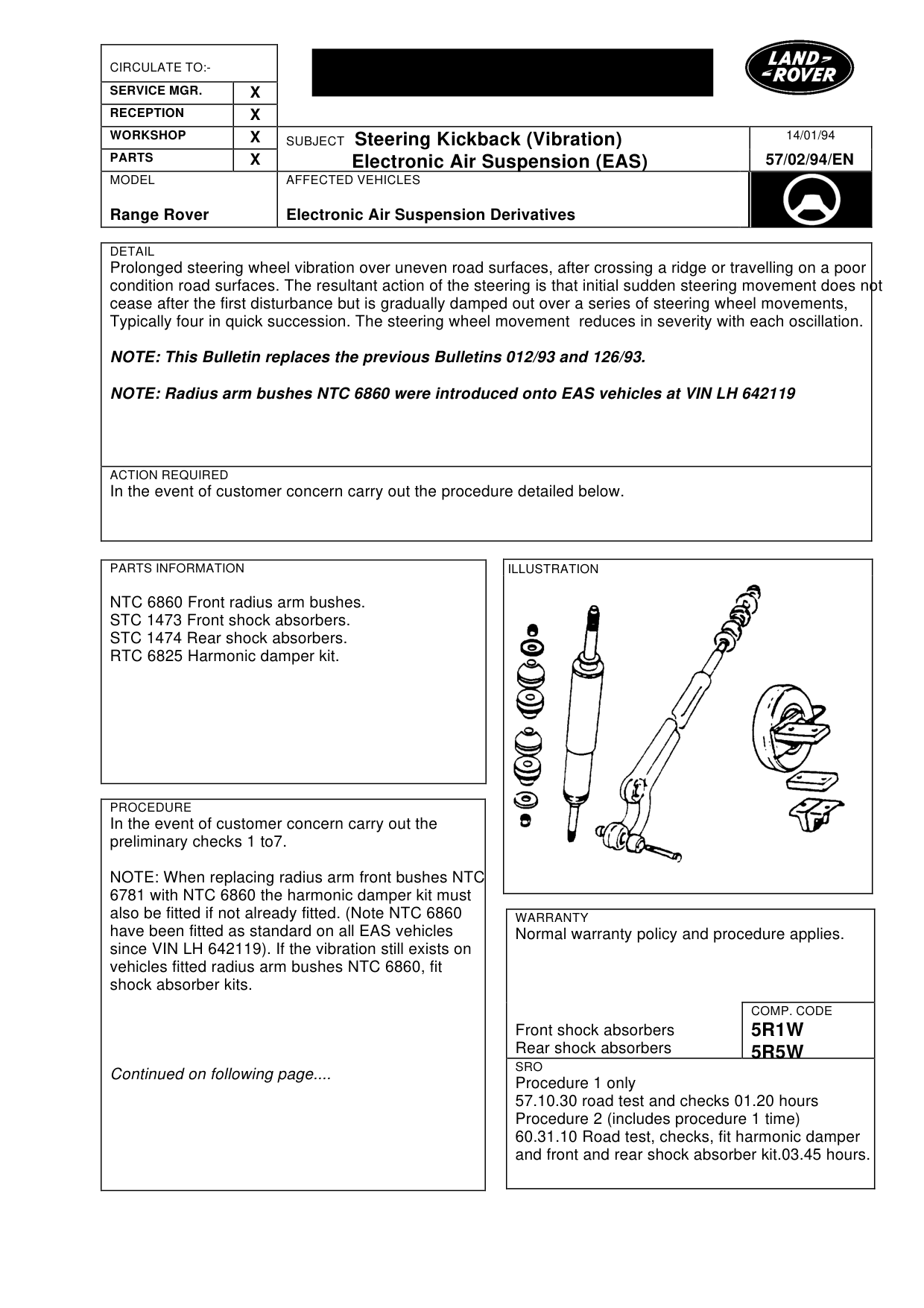 Steering Kickback (Vibration)-Electronic Air – bulletin page 1