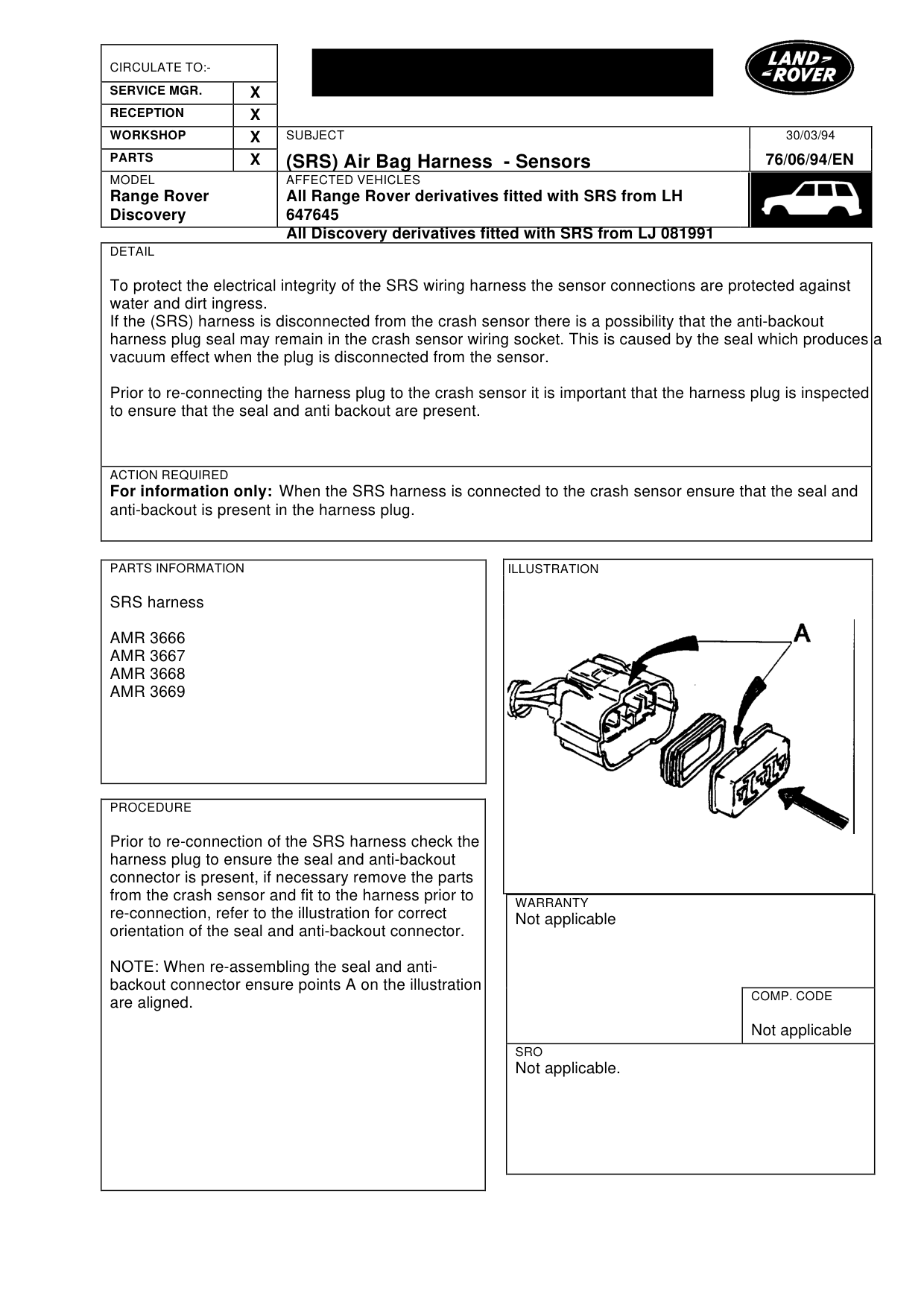 Srs Air Bag Harness-Sensors – bulletin page 1