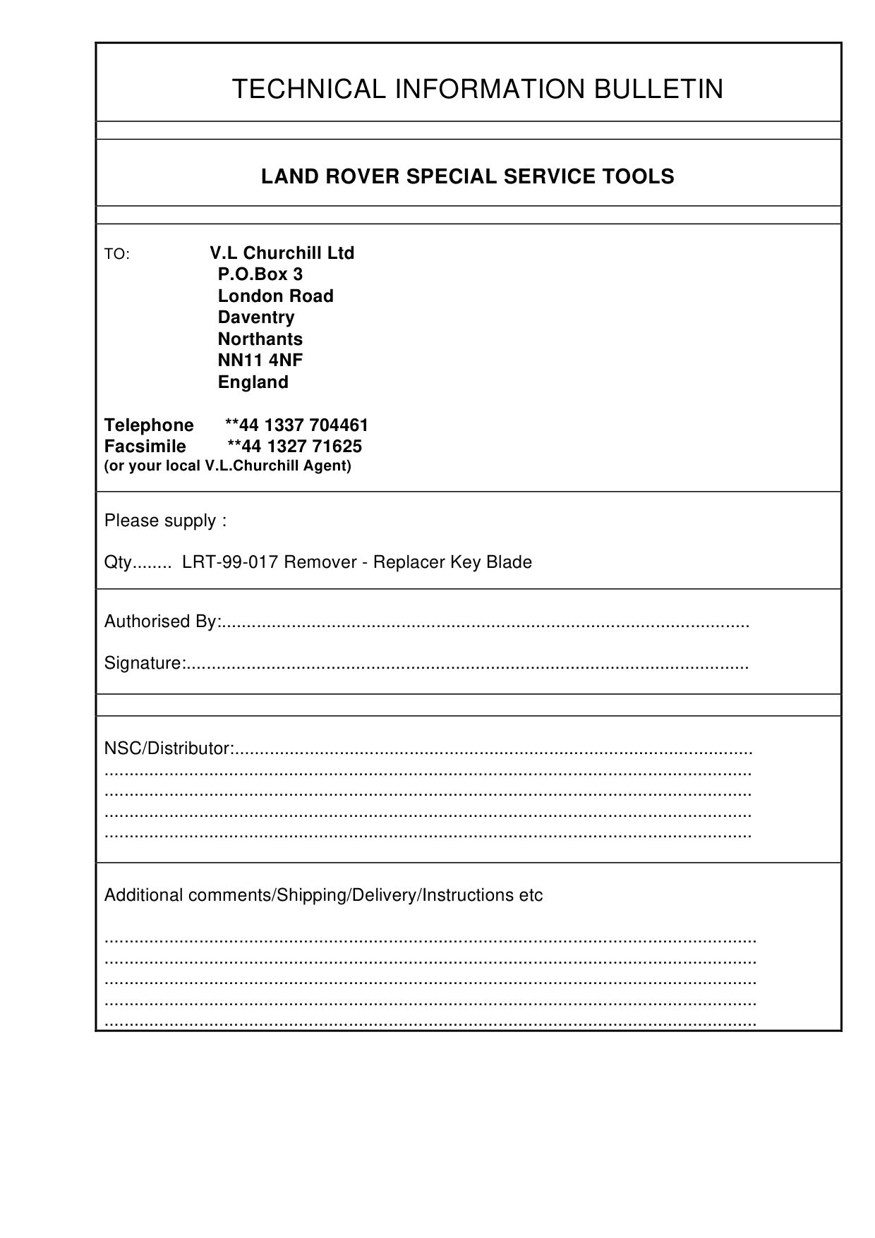 Service Tool Information – bulletin page 2