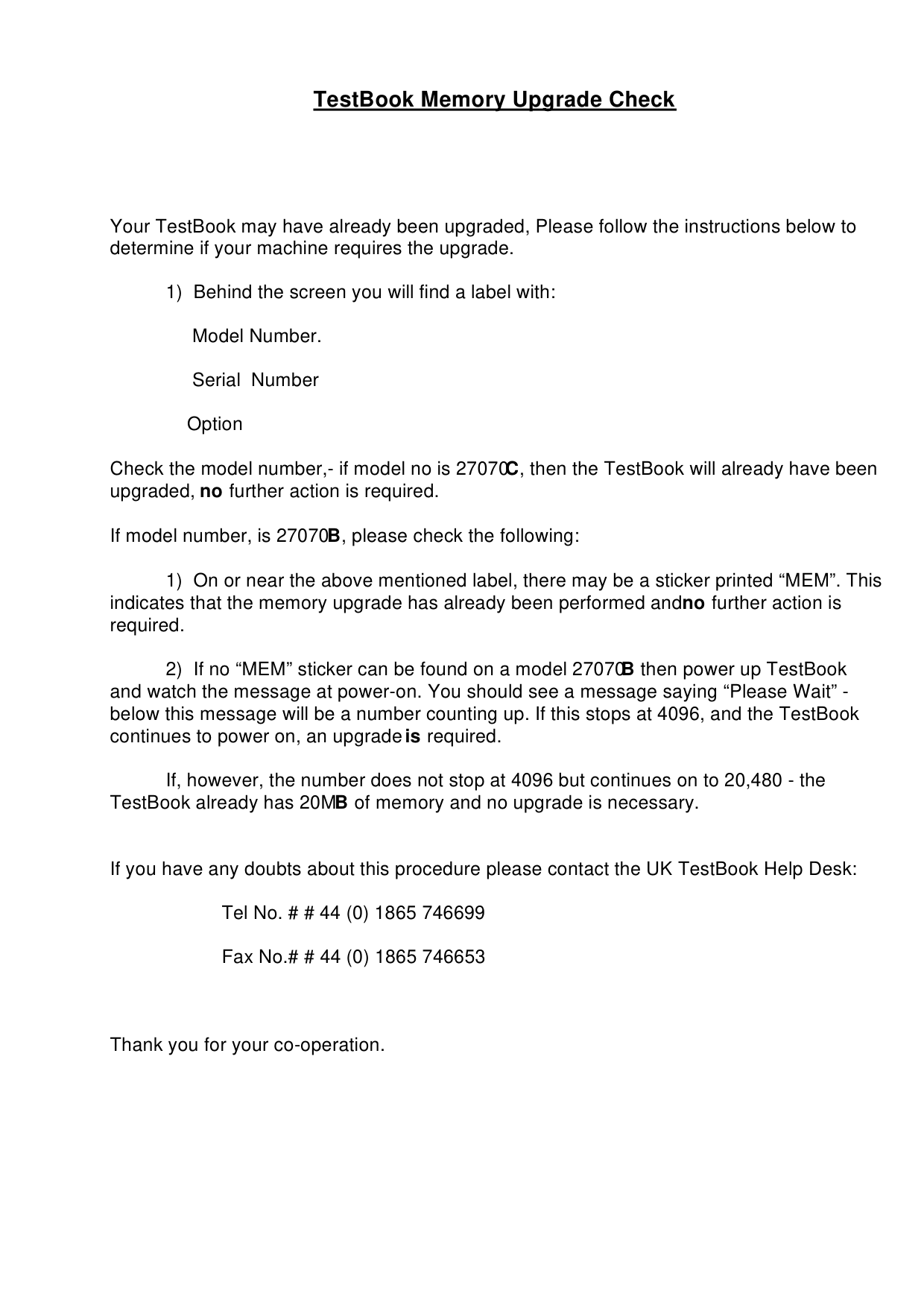 Memory Upgrade Information – bulletin page 2