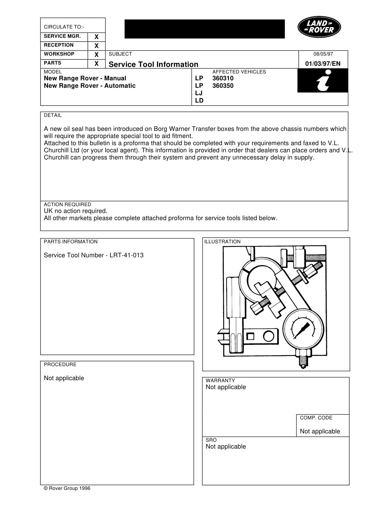Service Tool Information – bulletin page 1
