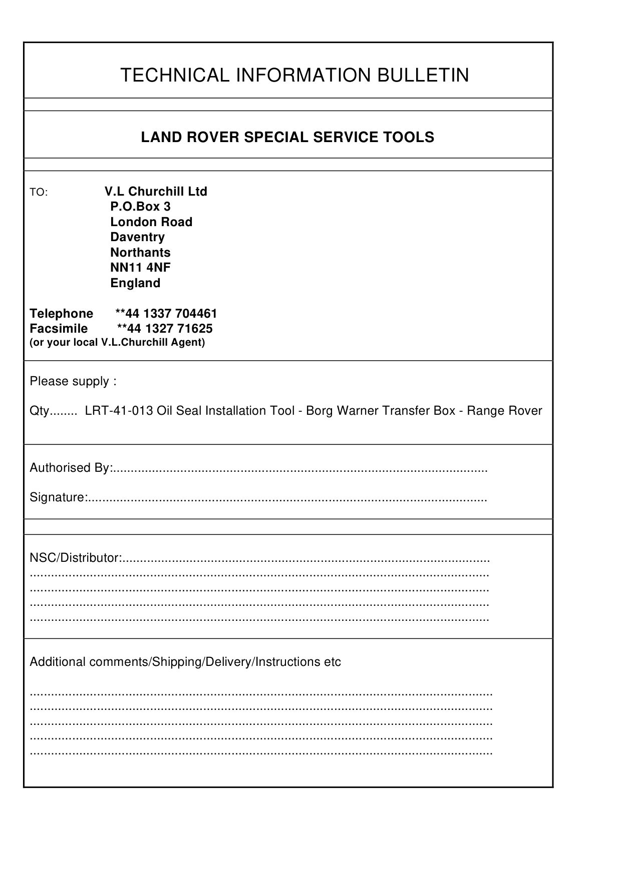 Service Tool Information – bulletin page 2