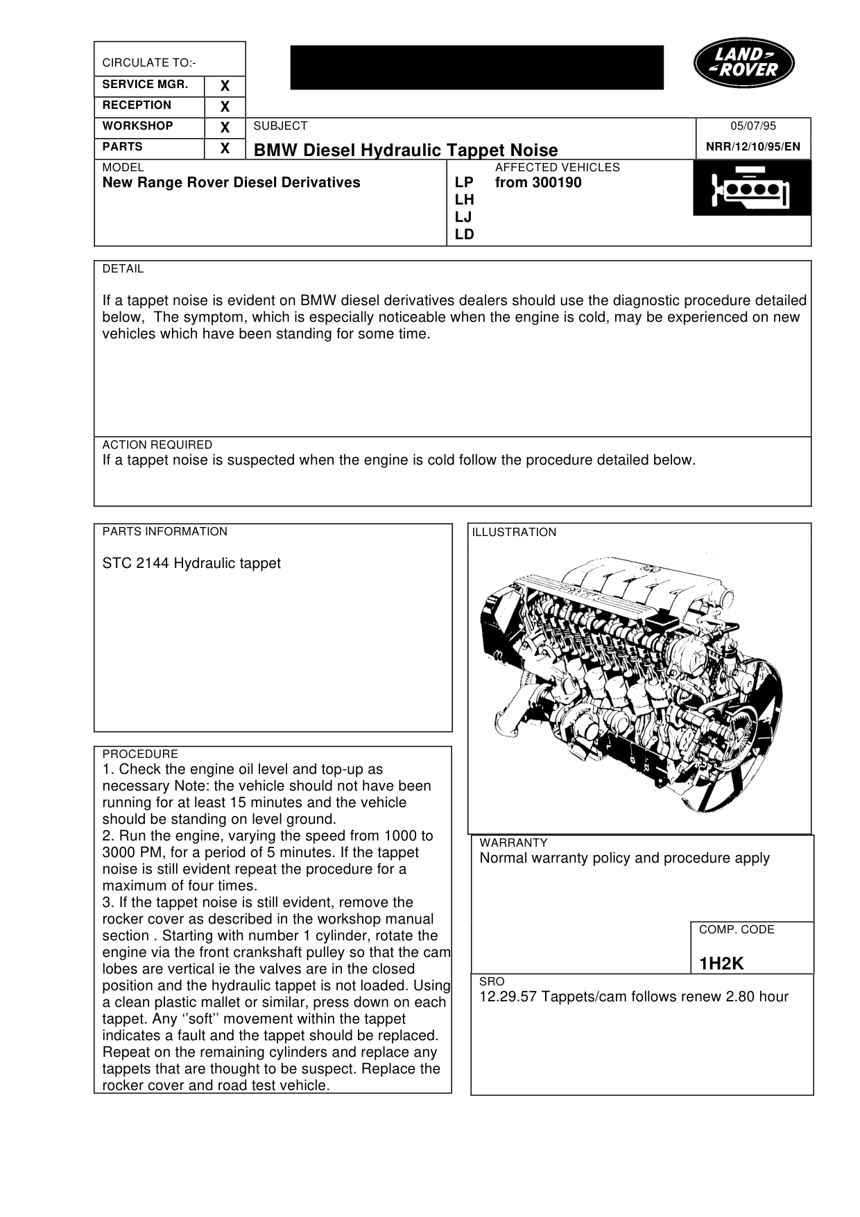 Bmw Diesel Hydraulic Tappet Noise – bulletin page 1