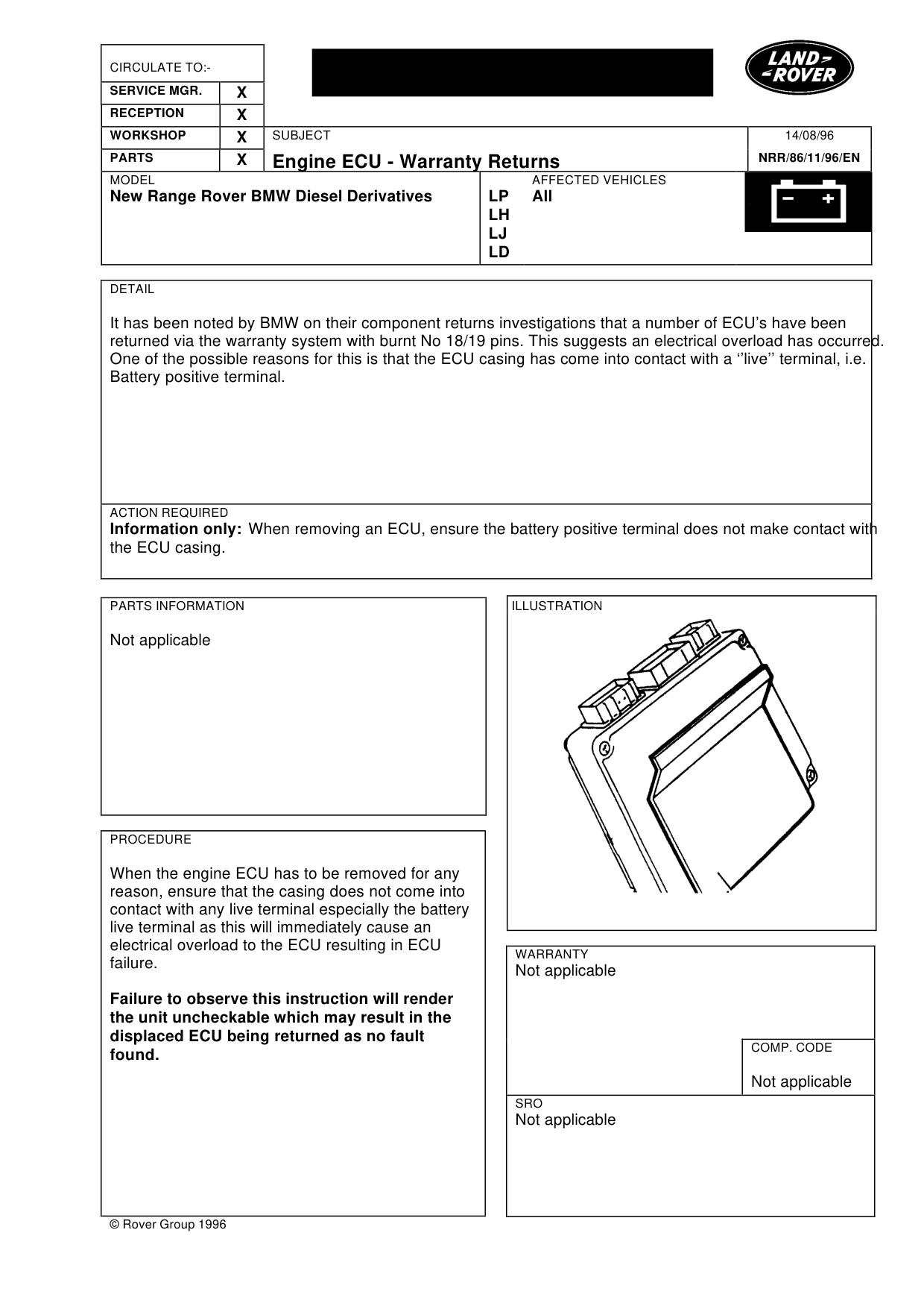 Engine Ecu-Warranty Returns – bulletin page 1