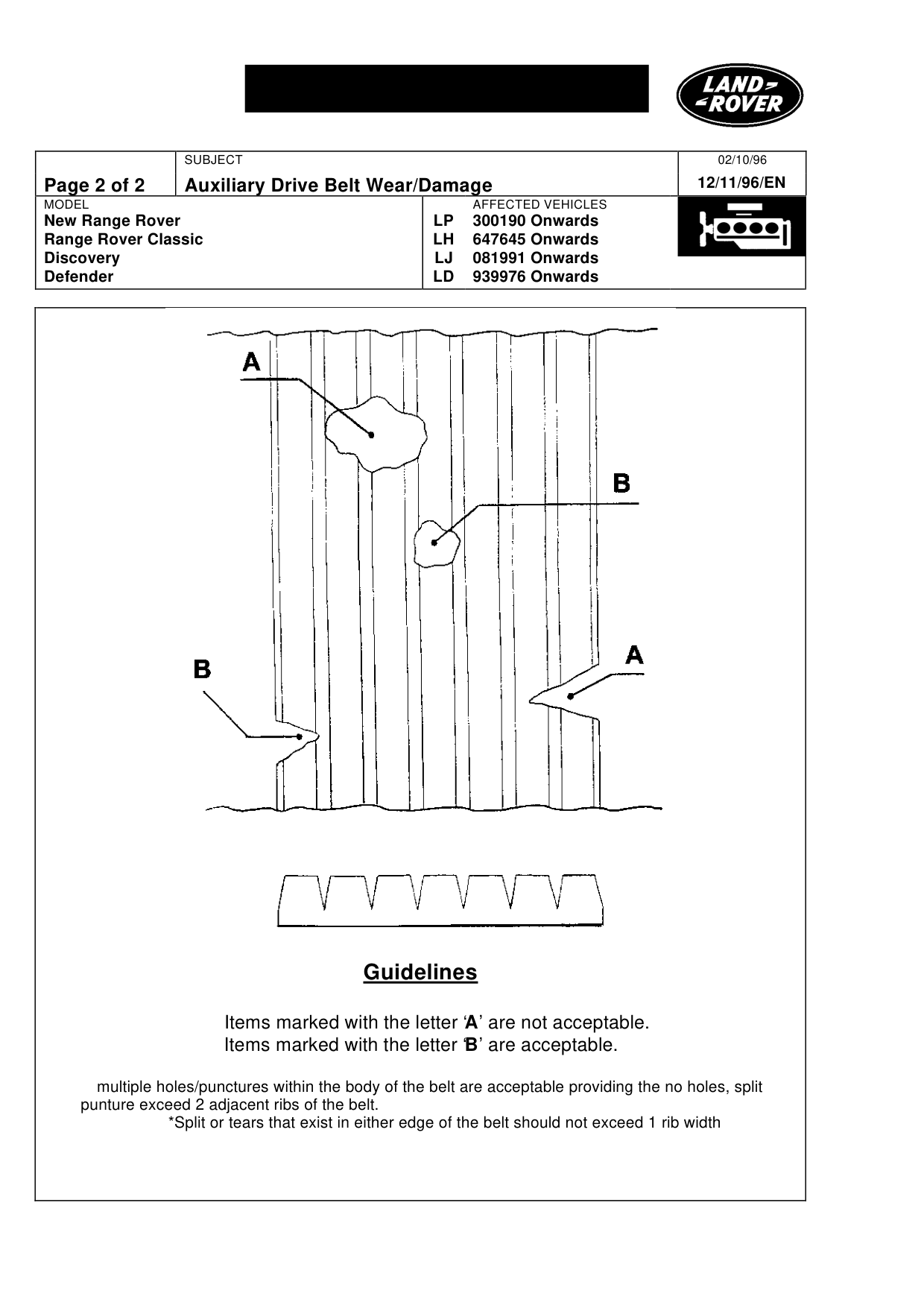 Auxiliary Drive Belt Wear/Damage – bulletin page 2