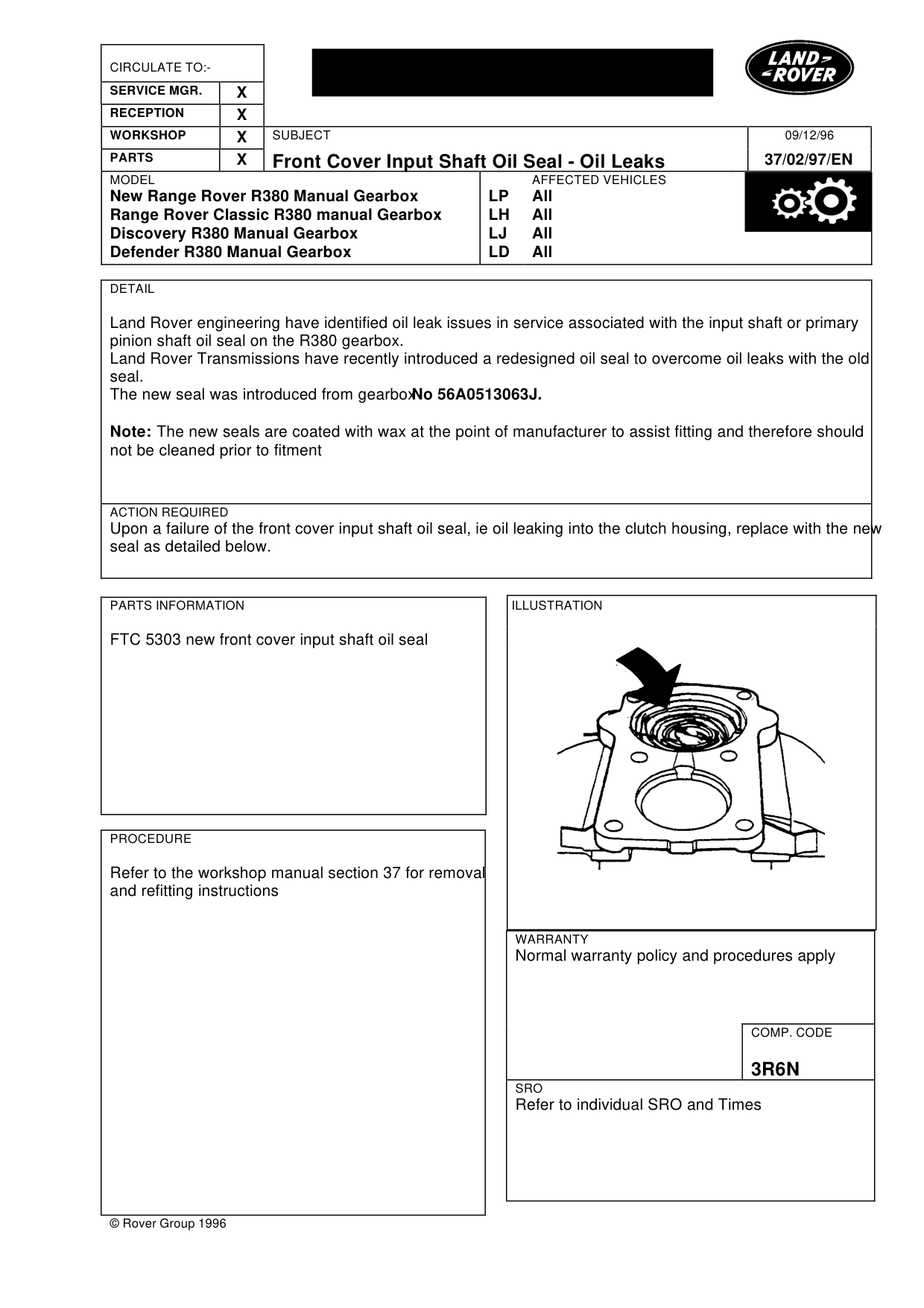 Front Cover Input Shaft Oil Seal - Oil Leaks – bulletin page 1
