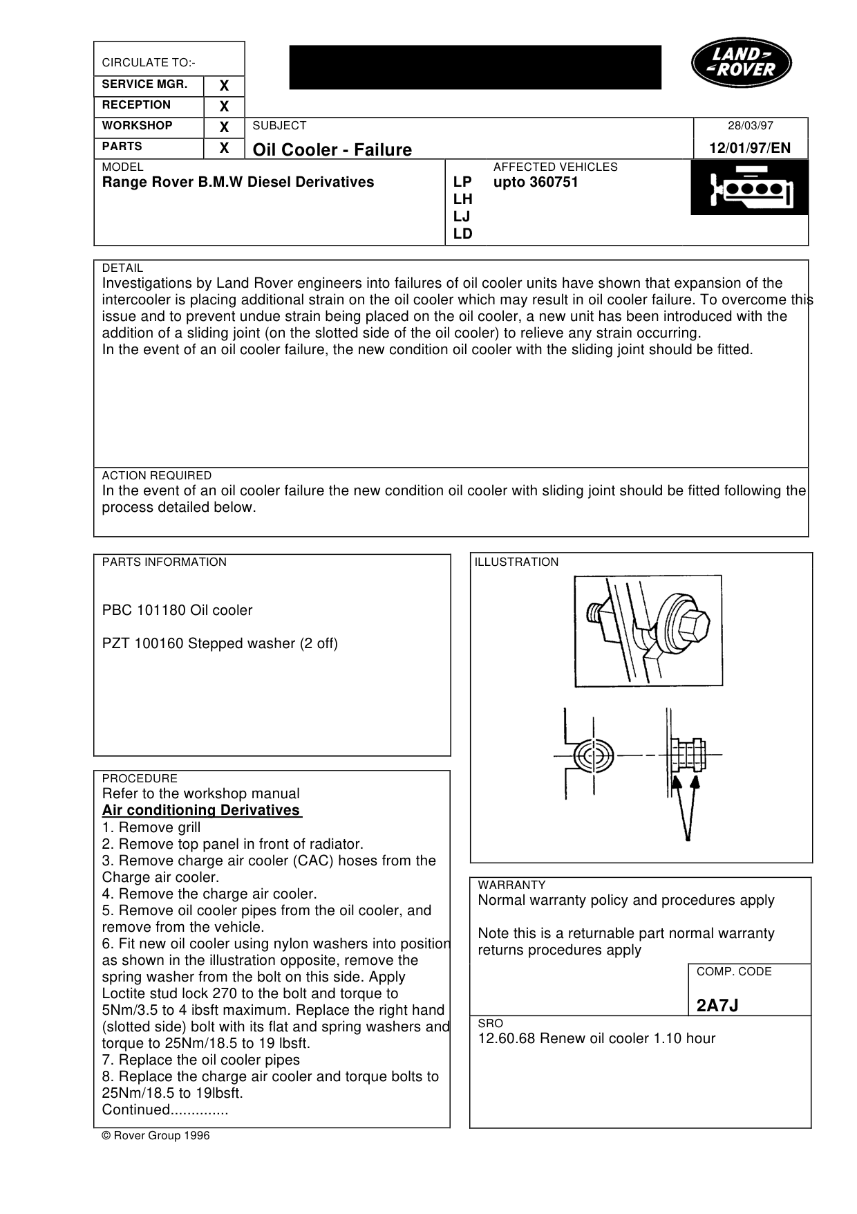 Oil Cooler Failure – bulletin page 1