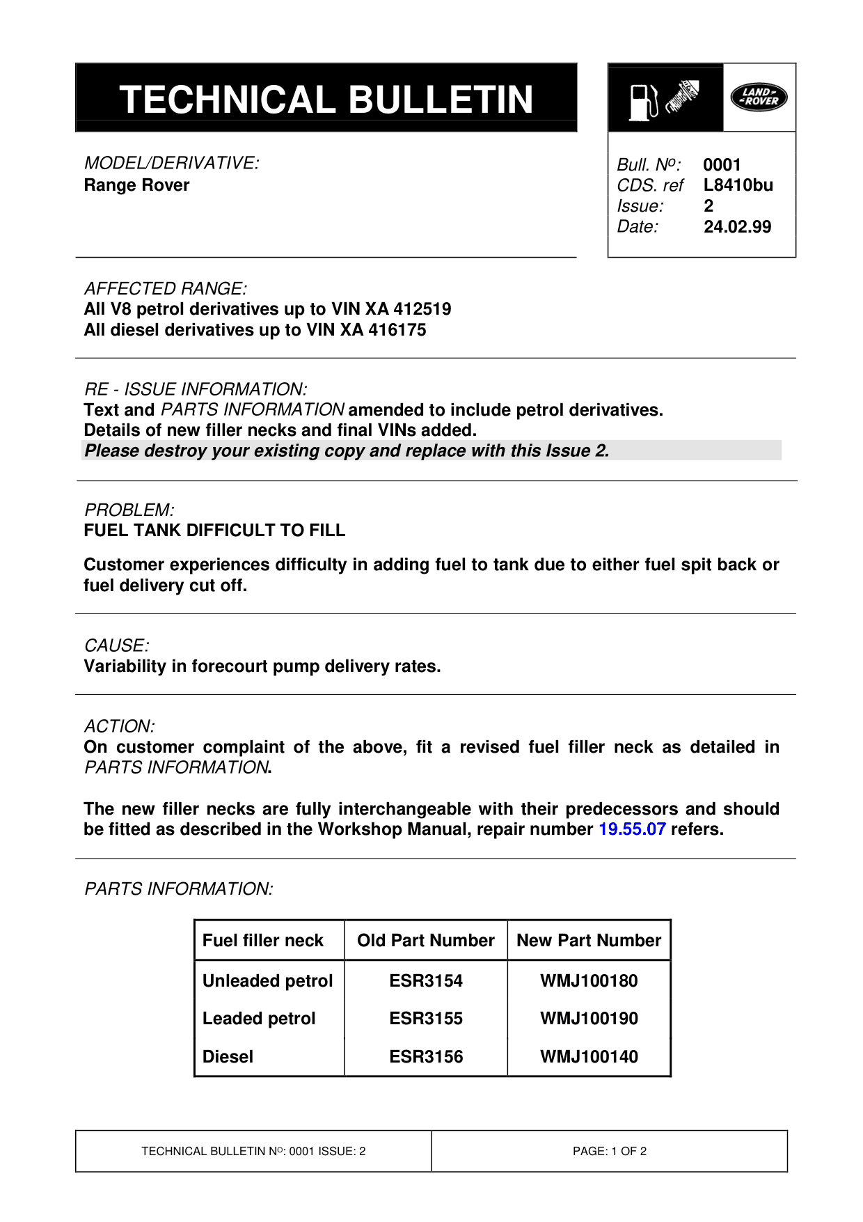 Fuel Tank Difficult To Fill – bulletin page 1