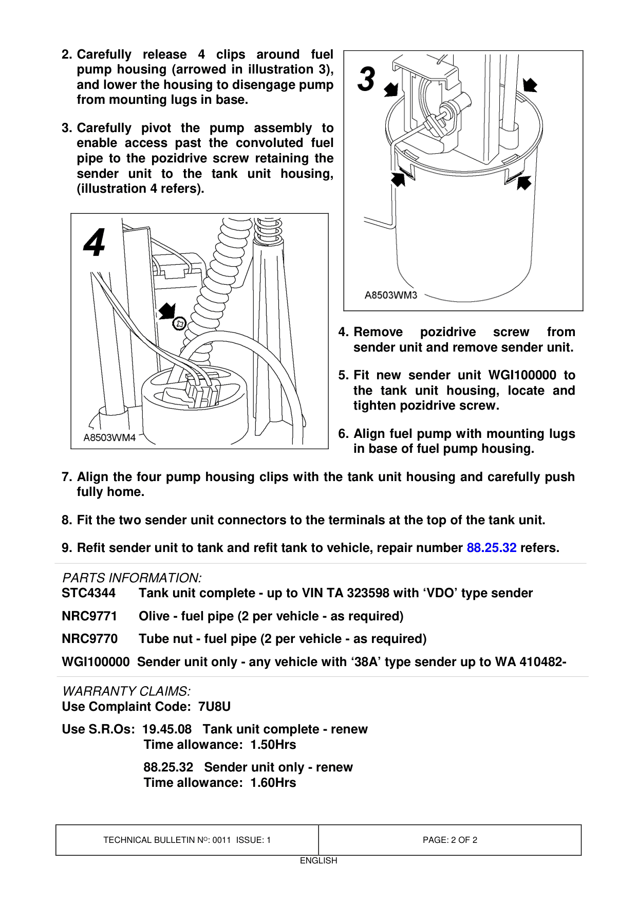 Inconsistent Fuel Gauge Readings – bulletin page 2