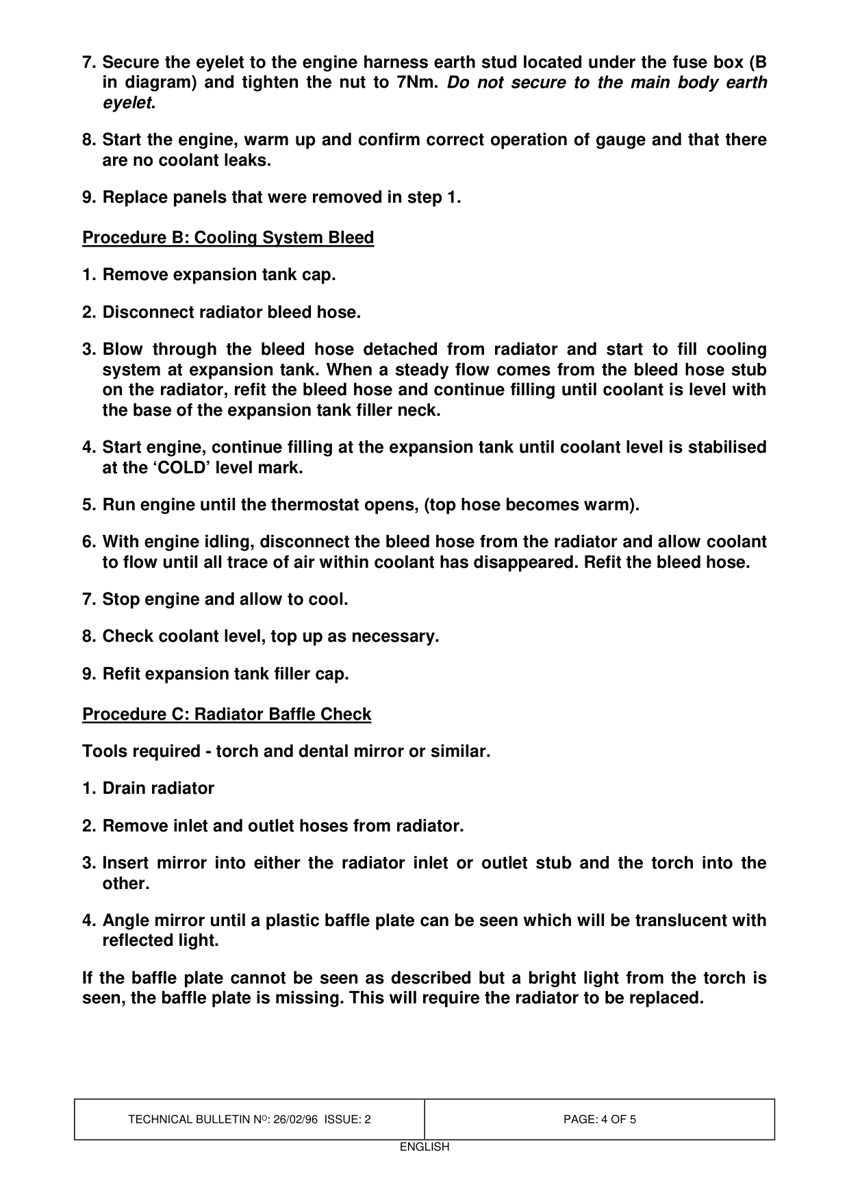 Coolant Temperature Gauge Reading High – bulletin page 4