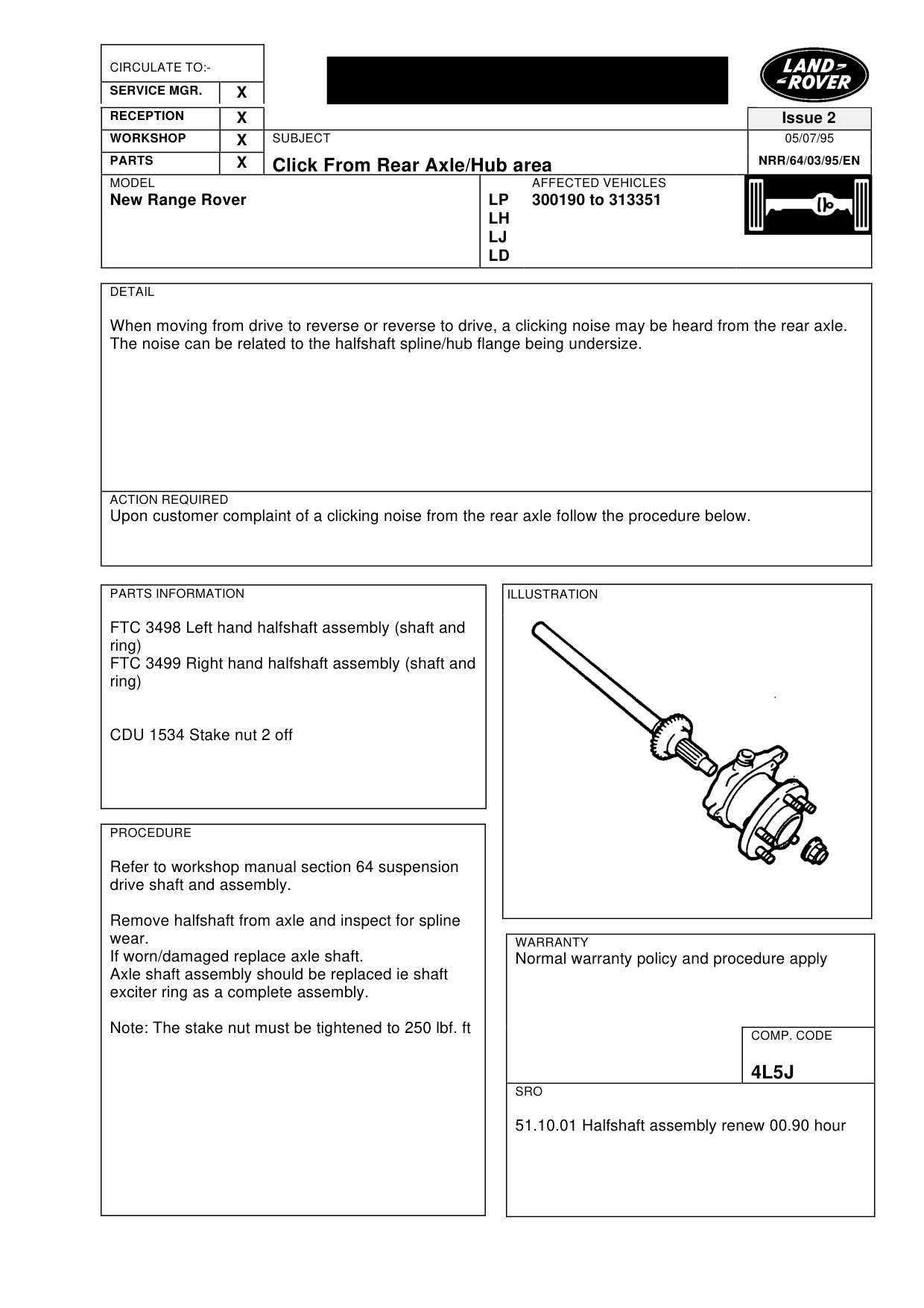 Click From Rear Axle/Hub Area – bulletin page 1