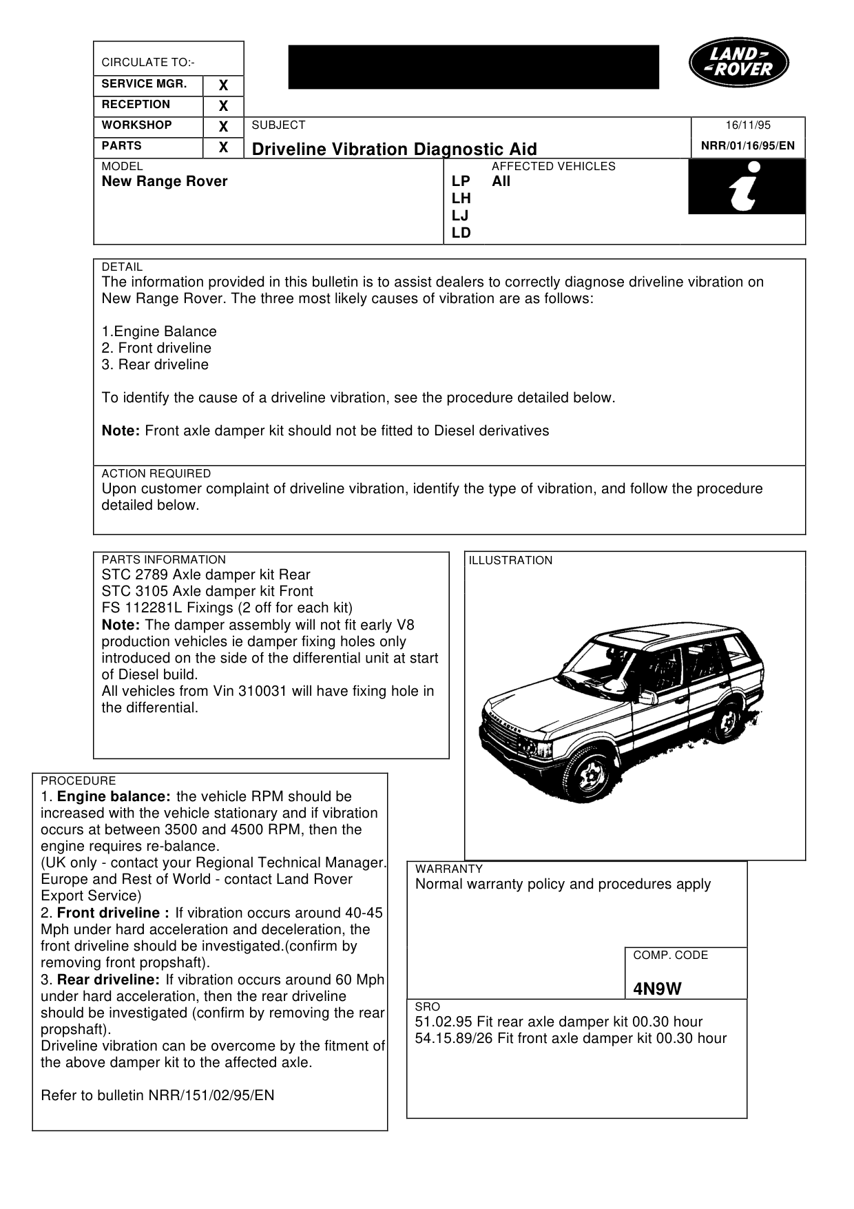 Driveline Vibration Diagnostic Aid – bulletin page 1