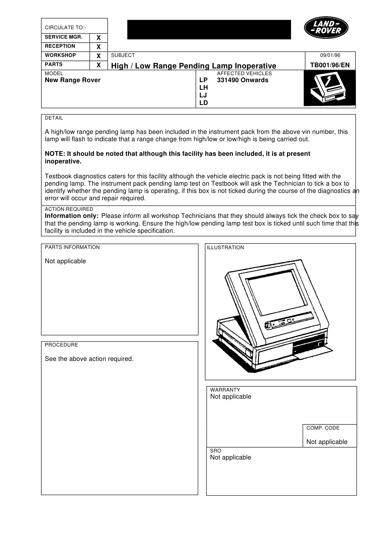 High/Low Range Pending Lamp Inoperative – bulletin page 1