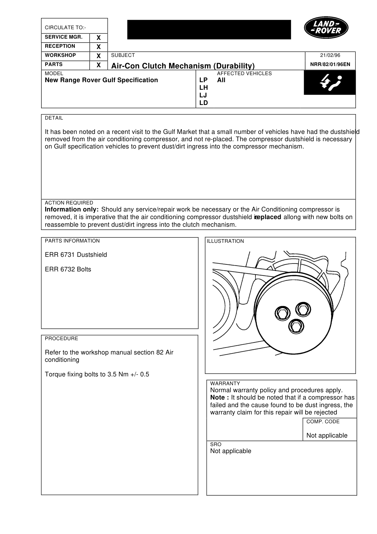Air -Conditioning Clutch Mechanism (Durability) – bulletin page 1