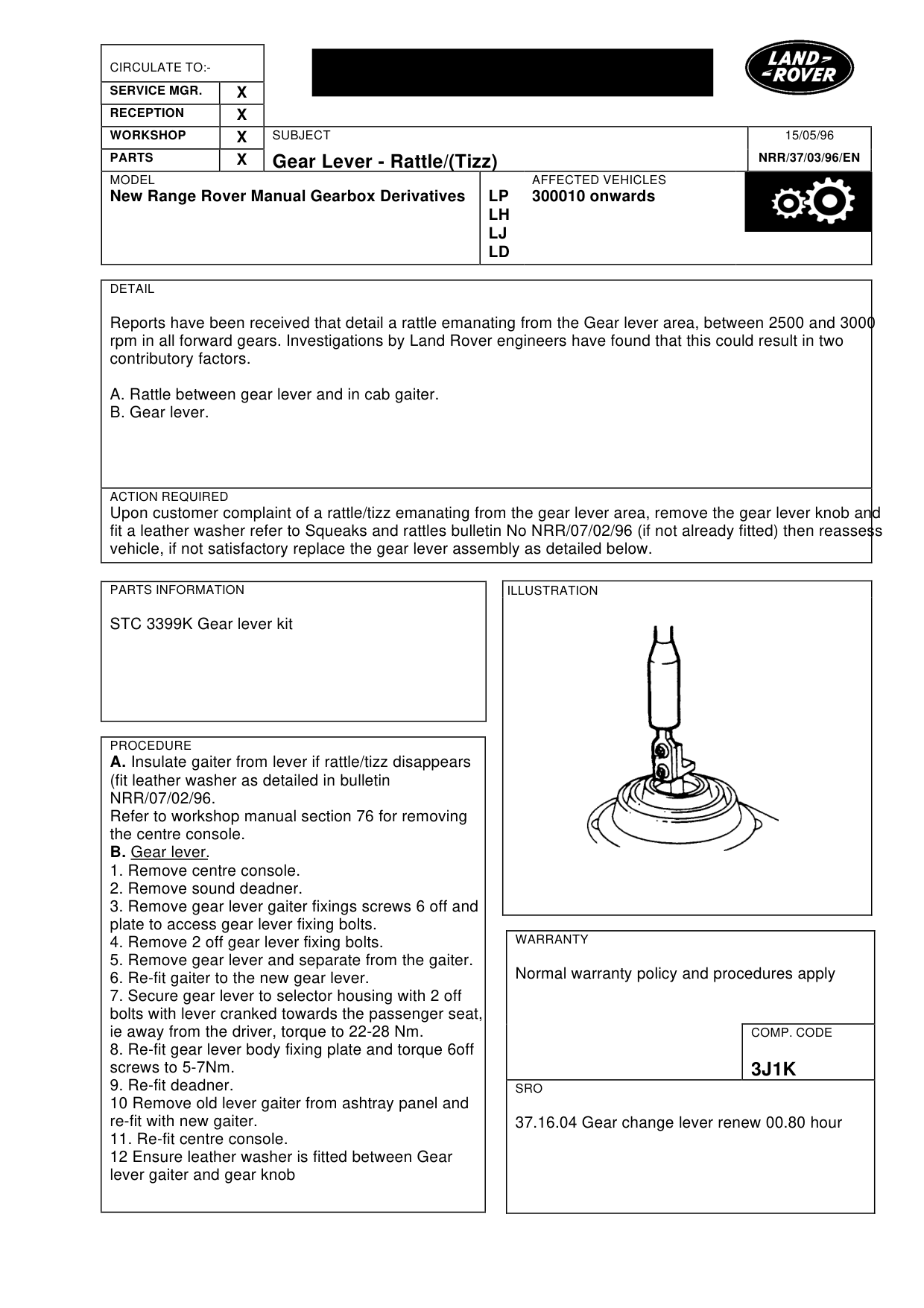 Gear Lever - Rattle/(Tizz) – bulletin page 1