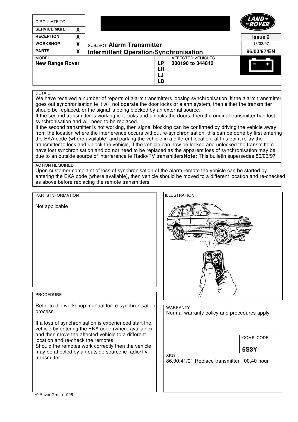 Transmitter Alarm Intermittent Operation Synchronisation – bulletin page 1