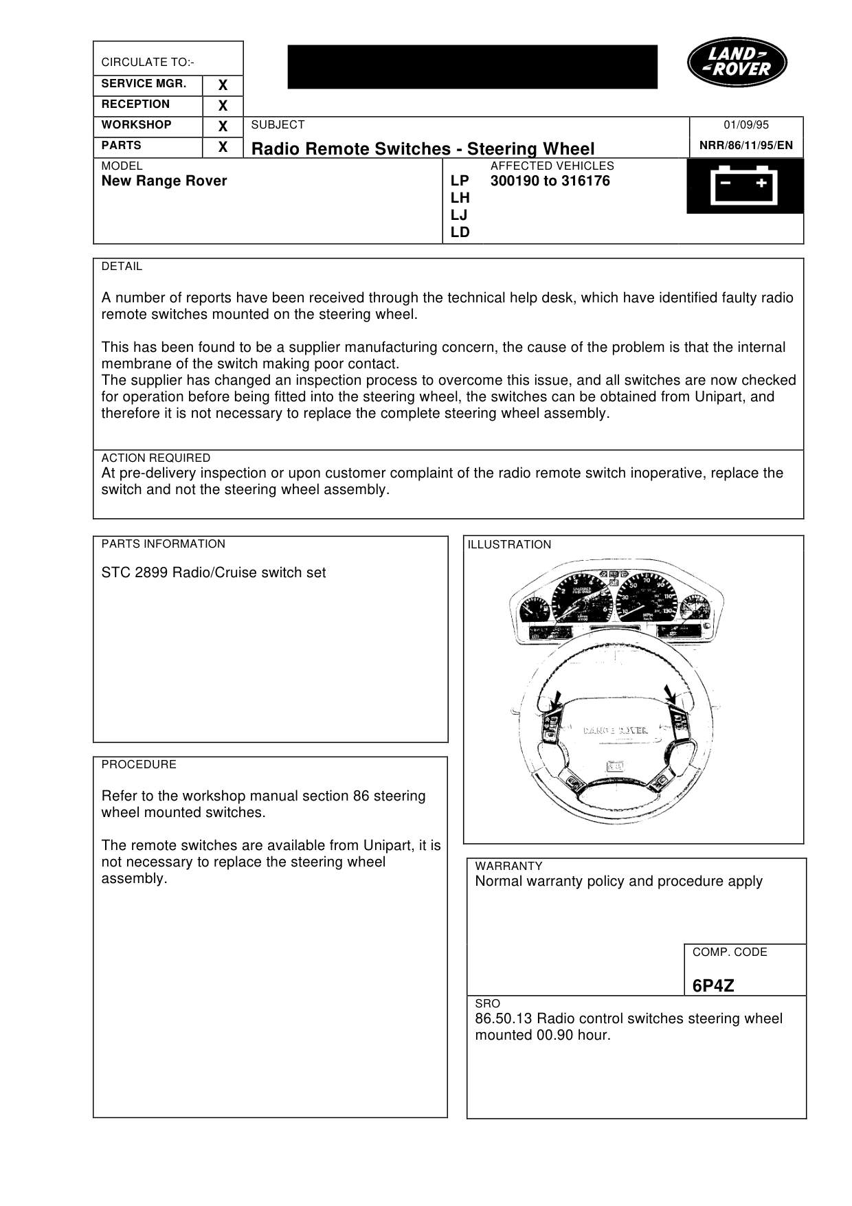 Radio Remote Switches Steering Wheel Mounted – bulletin page 1