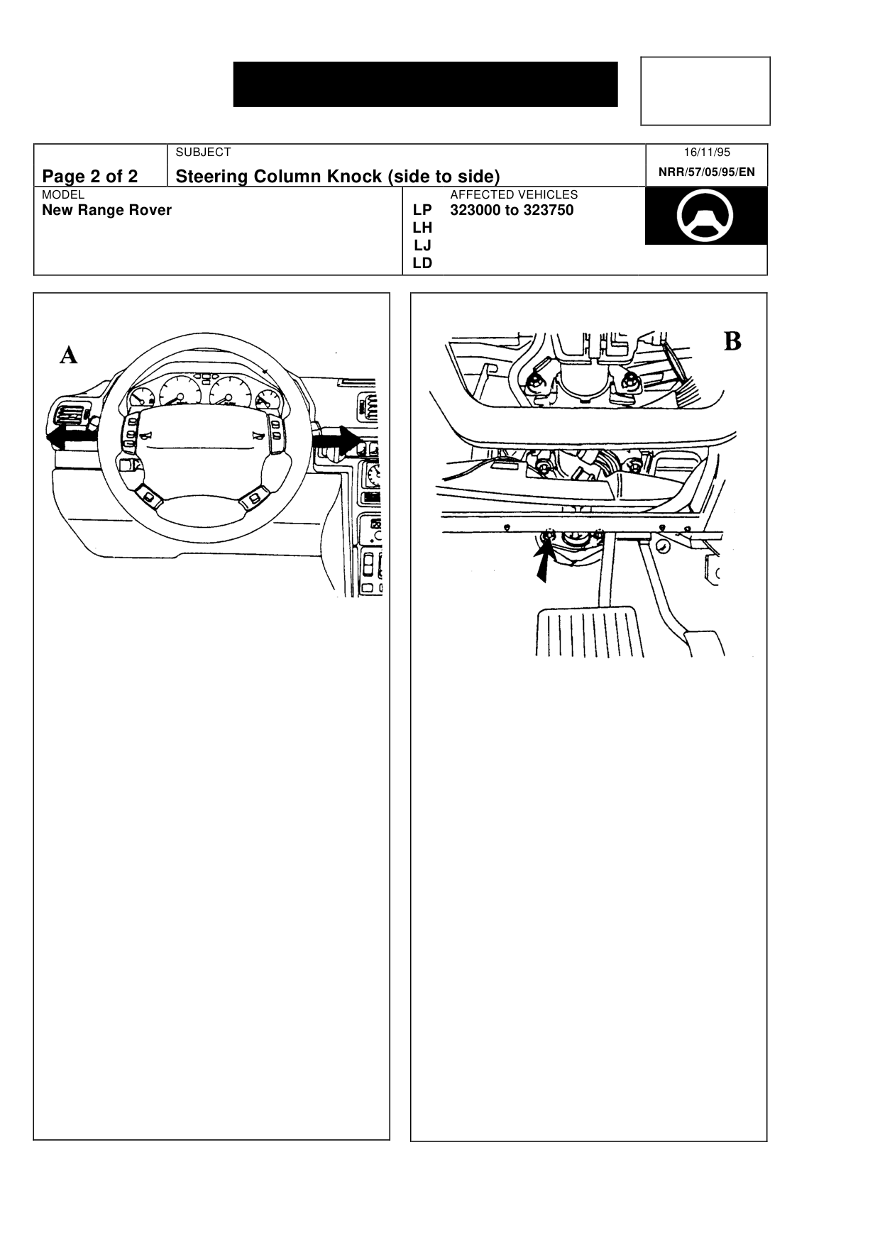 Steering Column Knock (Side To Side) – bulletin page 2