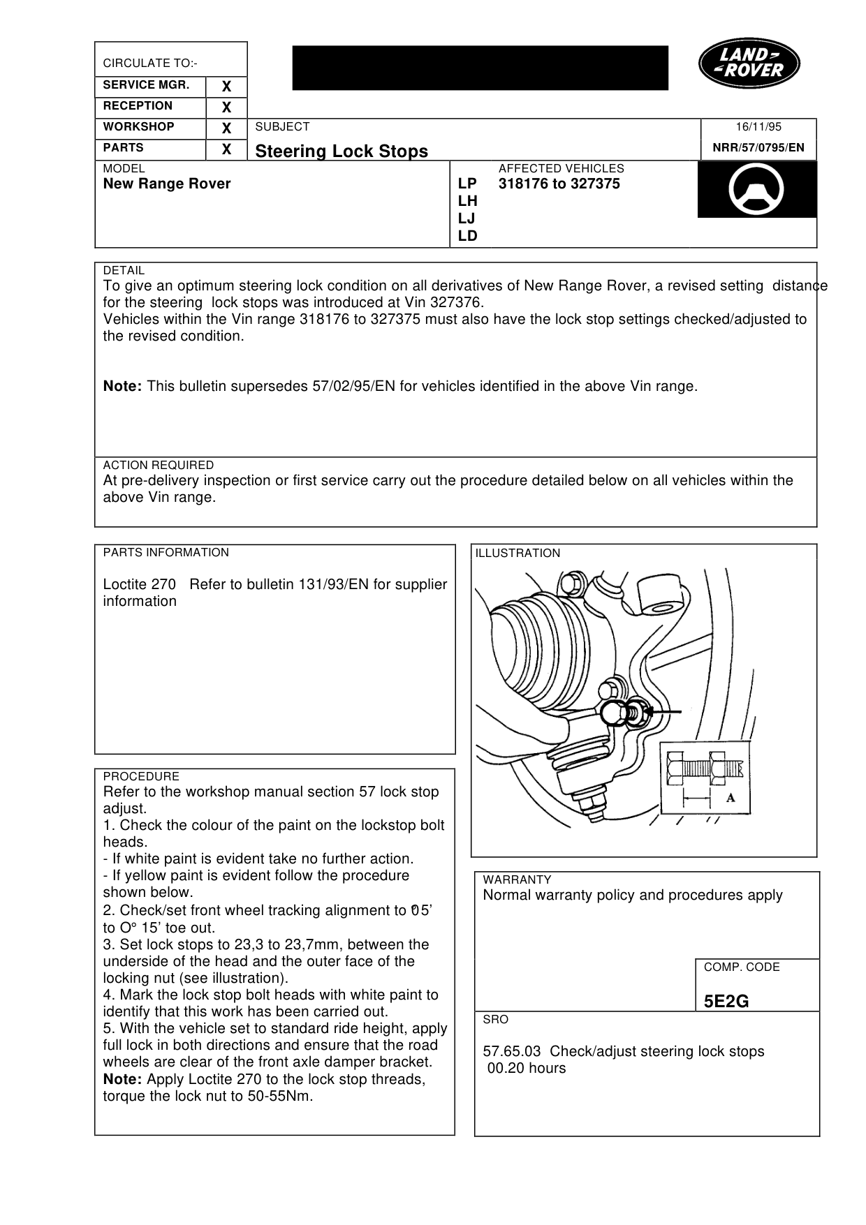 Steering Lock Stops – bulletin page 1