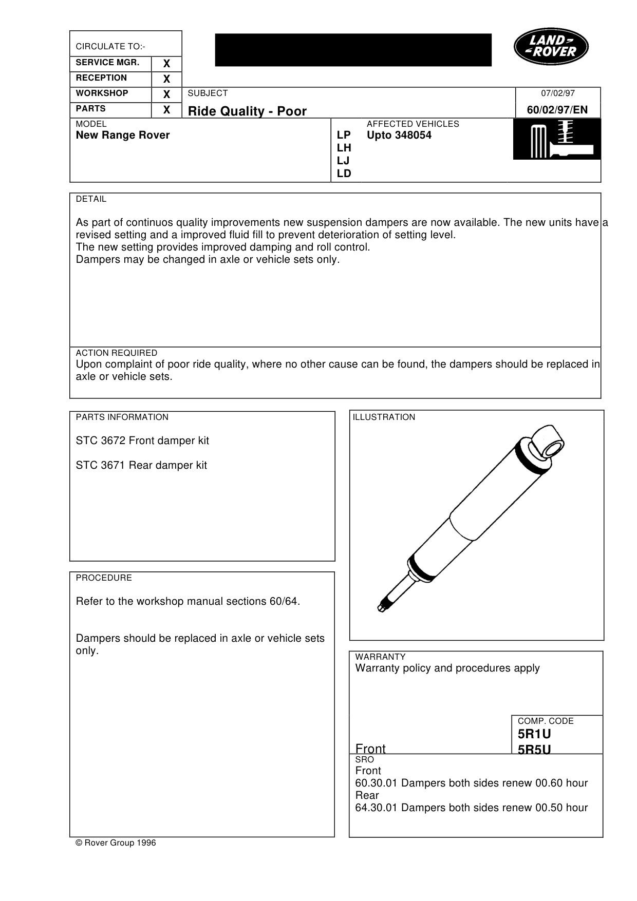 Ride Quality Poor – bulletin page 1