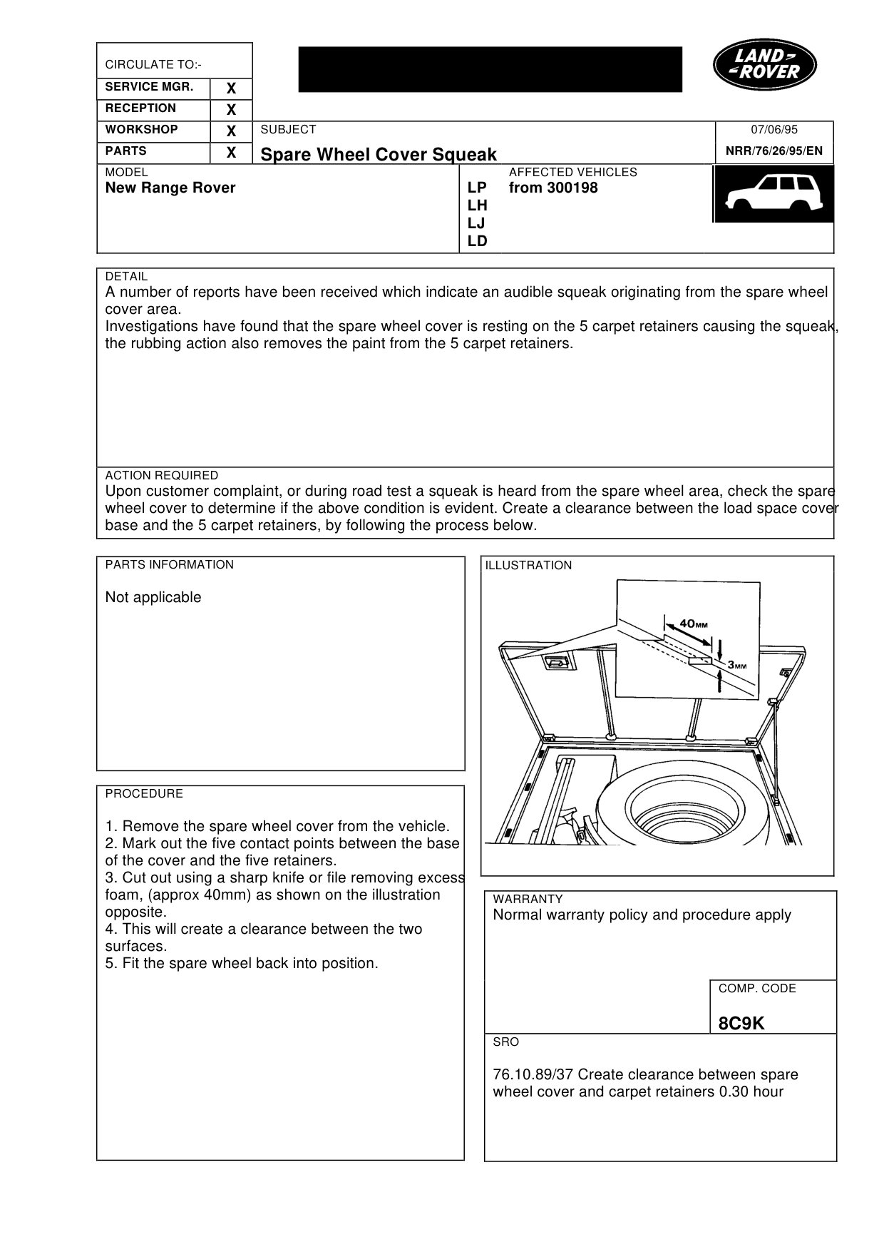 Spare Wheel Cover Squeak – bulletin page 1
