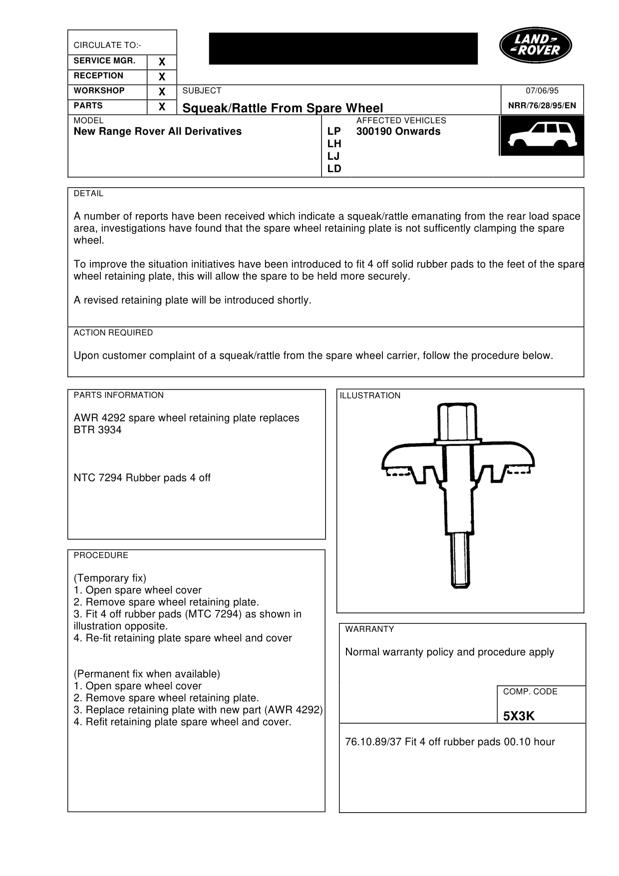 Squeak/Rattle From Spare Wheel – bulletin page 1